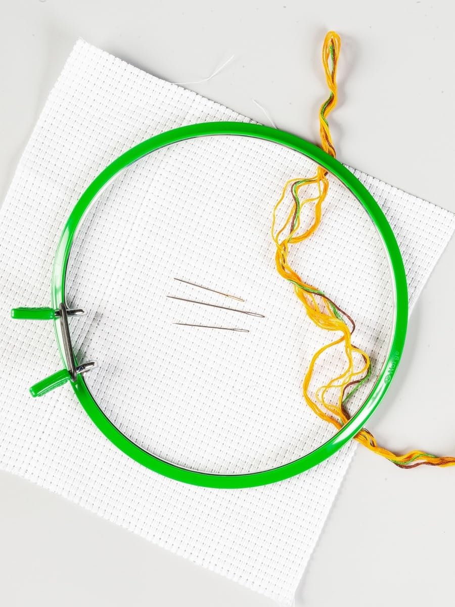 Premium Quality, Metal Spring Tension Embroidery Hoops, Cross Stich Hoop, Darning Hoops, Embroidery Tension Shed (Green, Siz Mix)