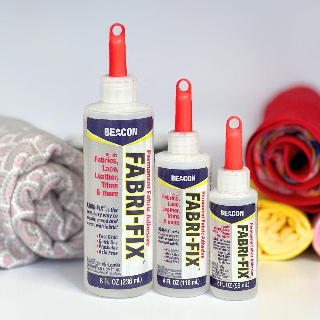Fabri-Fix Bonding Solution - Fast Grab & Quick Dry for Fabric, Leather & More - No Heat, No Mess & Burn-Free, 8-Ounce