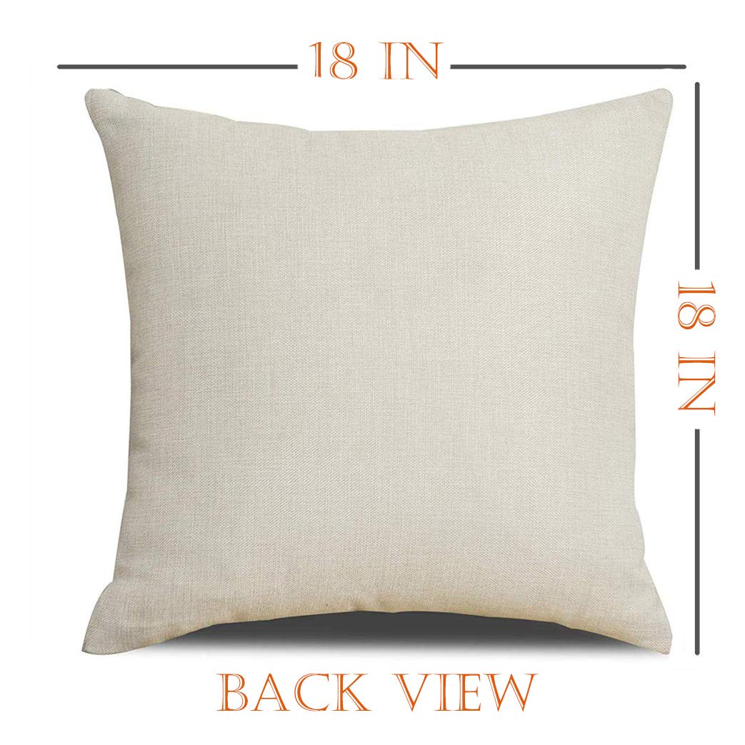 Ueerdand Halloween Pillow Covers Skeleton Skull Pumpkin Throw Pillowcases Set of 4 Cotton Linen Pillow Cushion Cover for Halloween Decorations, 18 by 18 Inch
