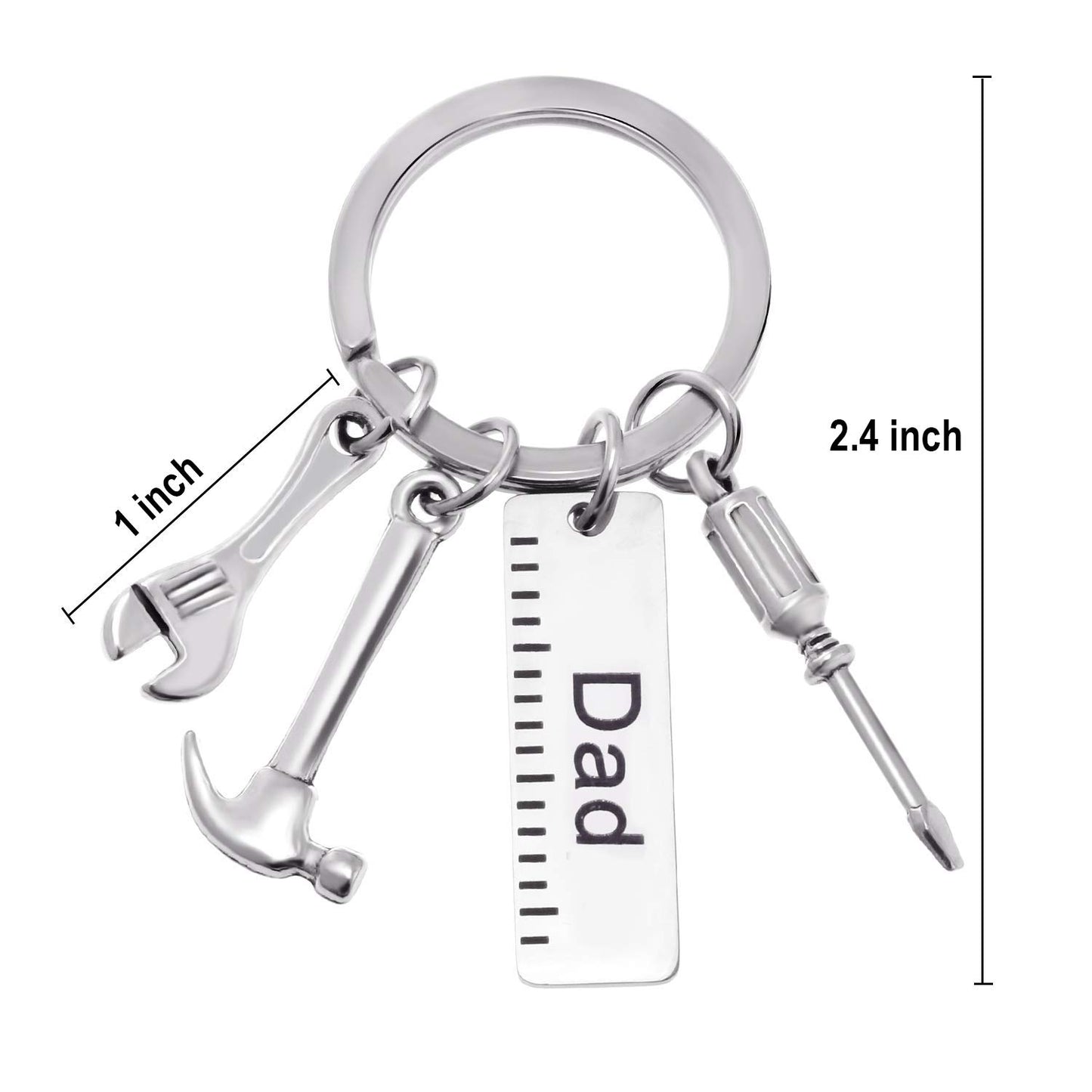 KIMI HOUSE Pop Keychain with Ruler Hammer Wrench Screwdriver Gifts for Dad, Father’s Day Birthday Christmas Gifts from daughter and Son