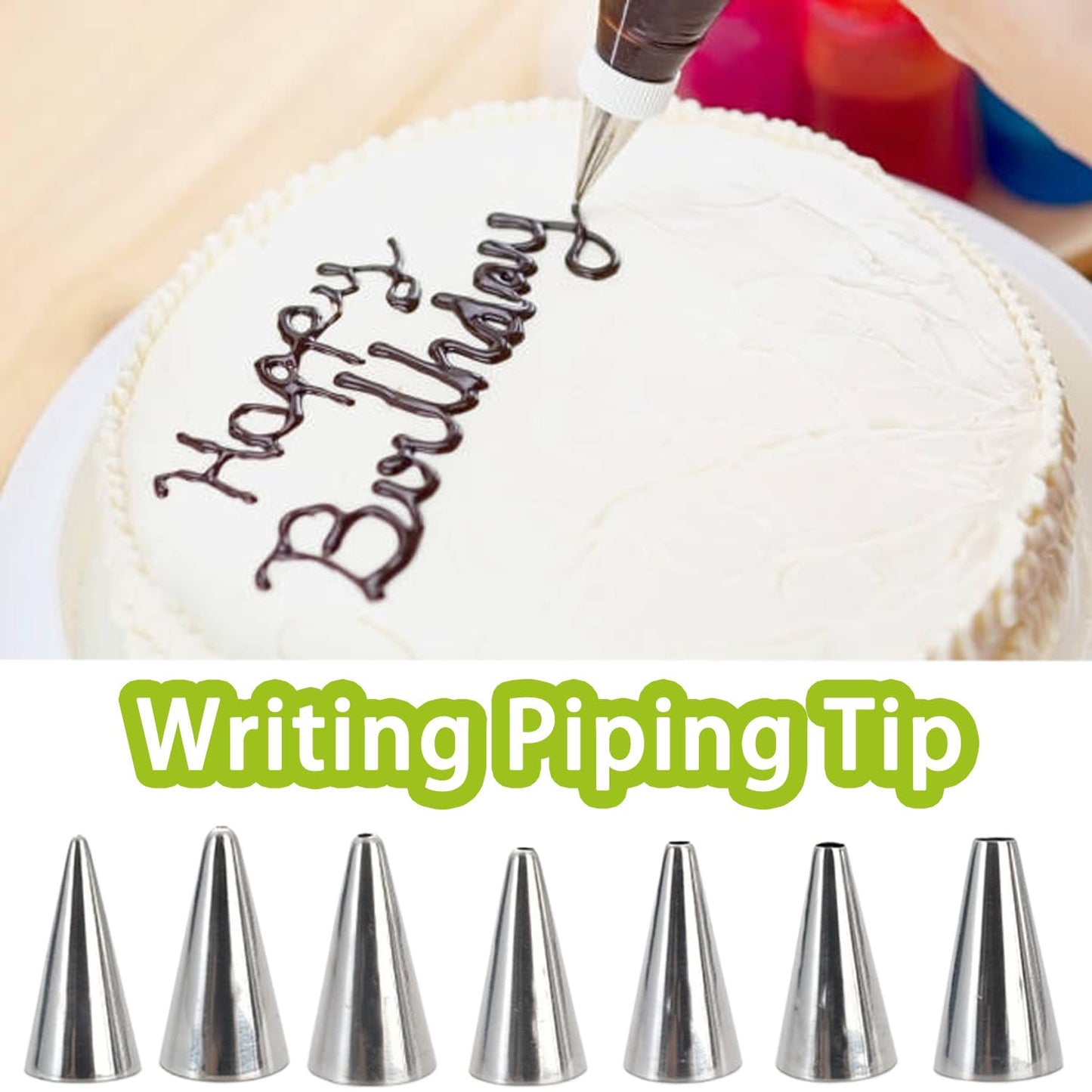 JAYVAR 7Pcs Round Hole Russian Piping Nozzles Set,Stainless Steel Pastry Tips, Graduated Sizes,Nozzles Tips Piping Set For Pastry Fondant,Cake Decorating Supplies Baking Set Tools