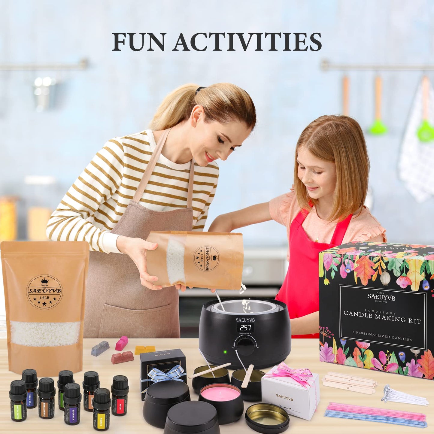 Candle Making Kit for Adults with Hot Plate, DIY Starter Soy Candle Making Supplies/Kit - Perfect as Home Decorations(Black)