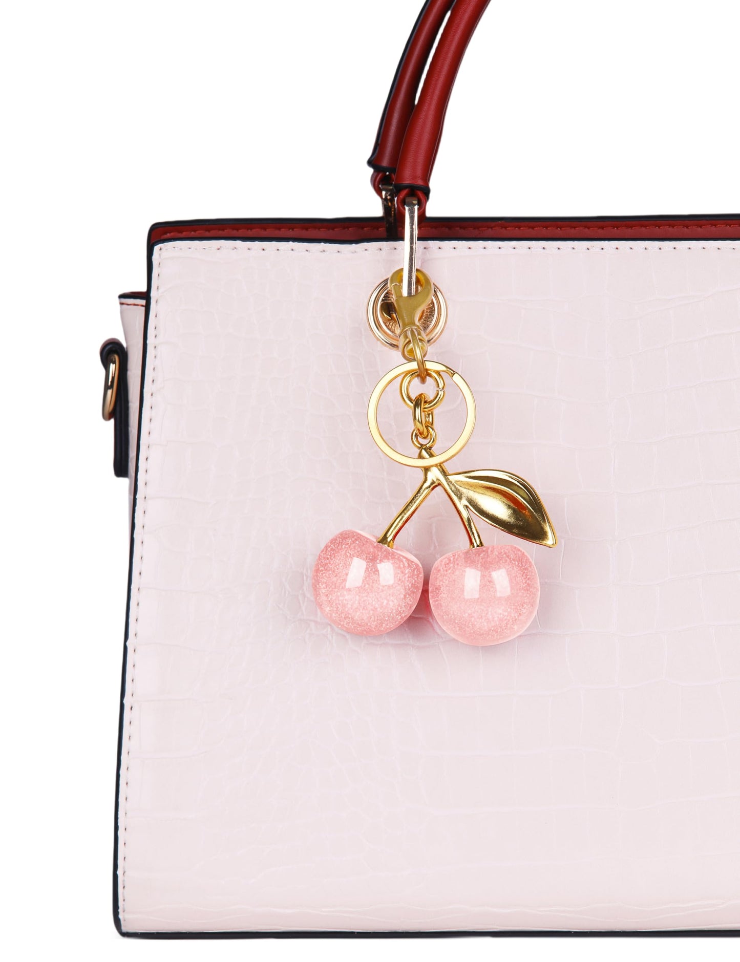 OVRUNS Cherry Bag Charm Cute Cherry Accessories Sparkling Purse Keychian Charms for Women