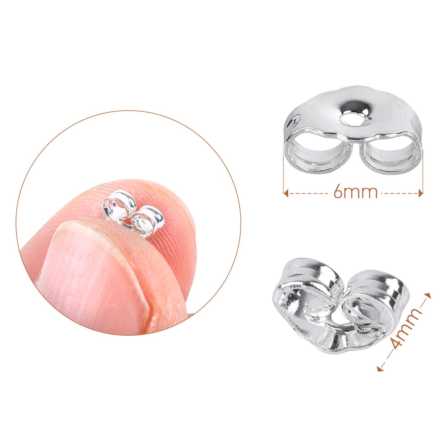 SANNIX 30pcs/15 Pairs 925 Sterling Silver Earring Backs Replacement Secure Ear Lockings