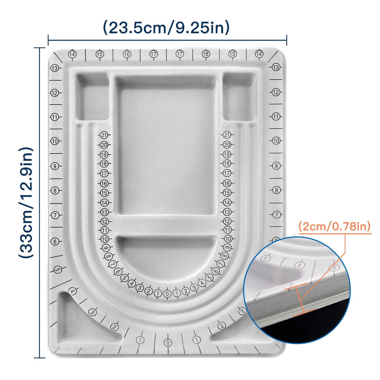 INDIVSHOW The Bead Board with Clear Cover,Grey Flocked,6 Recessed Compartments,3 U-Shaped Channels,Design Boards for Jewelry Bracelet Necklace Making DIY