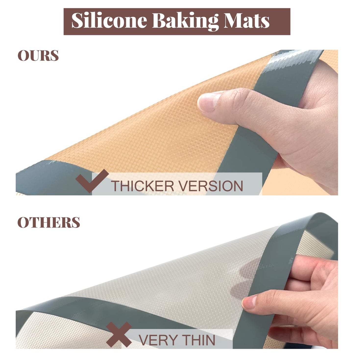 Silicone Baking Mat, 3 Pack Reusable Baking Sheet, Non-Stick & Food Safe Silicone Mats for Baking for Making Cookies Macaroons Bread, Baking Supplies & Accessories
