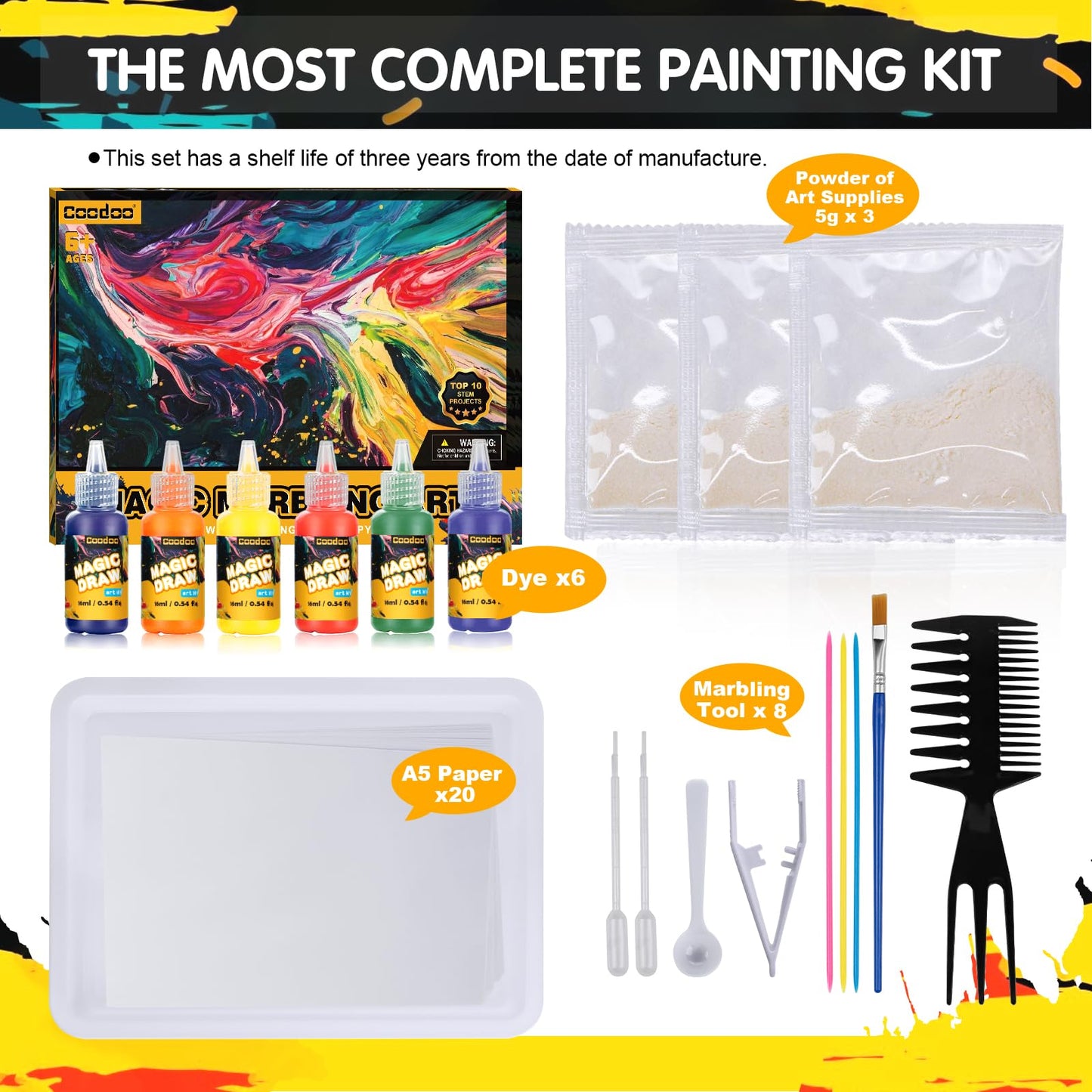 Water Marbling Paint for Kids - Arts and Crafts for Girls & Boys Crafts Kits Ideal Gifts for Kids Age 6-8 8-12
