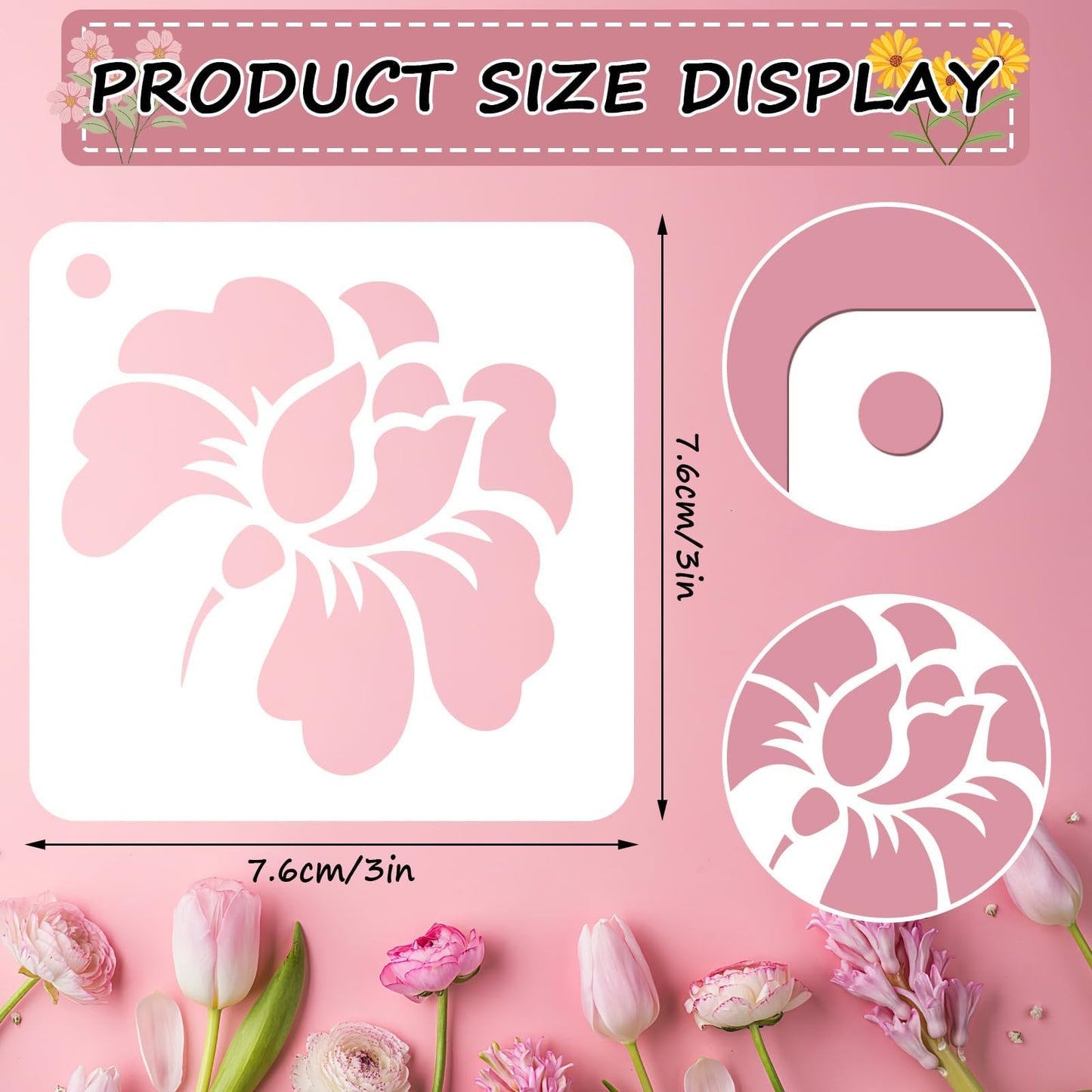 JULMELON Flower Stencils for Wood, 20Pcs Sunflower Painting Stencil Reusable Stencils DIY for Wall Floor Decor Rock Dot Painting Art Projects (3inch)