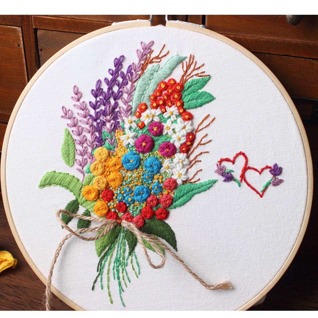 Stamped Embroidery Kit with Pattern Floral DIY Sewing Cross Stitch Kits for Adult Flowers Plants Embroidery Starter Kit with Embroidery Floss,Hoops,Color Thread,Needle,Instruction,Set of 2