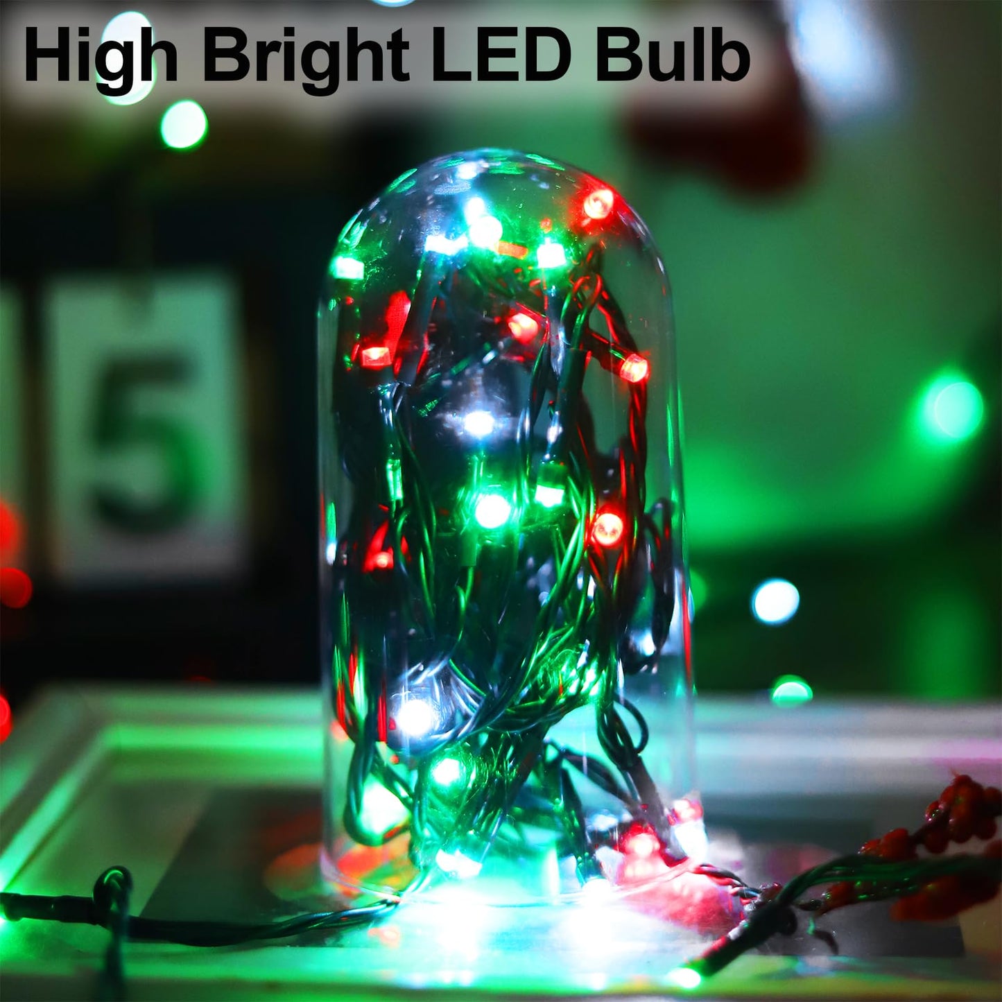 Solar Christmas String Lights Outdoor Waterproof Decorations, Red White Green Fairy Lights, 2PACK Total 400LED 144FT with 8Modes, Outside Lights for Tree, Garden, Patio, Fence, Balcony