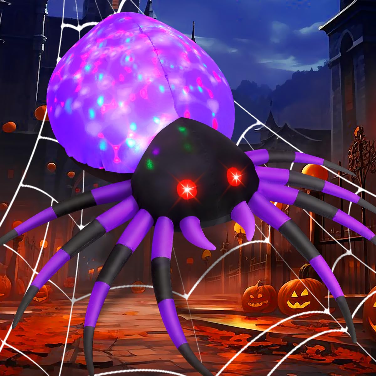 5 FT Width Halloween Inflatable Spider Outdoor Decoration with Magic Light, Blow Up Yard Inflatables Holiday Inflatables for Outdoor Yard Garden Lawn Decor