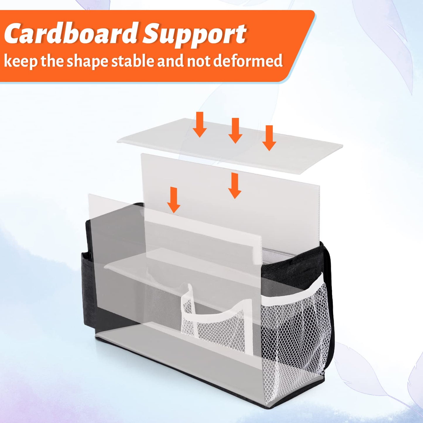 Loghot Bedside Caddy/Bedside Storage Bag Hanging Organizer for Bunk and Hospital Beds,Dorm Rooms Bed Rails,Can be Placed Glasses,Books,Mobile Phones,Keys (New Black-1)
