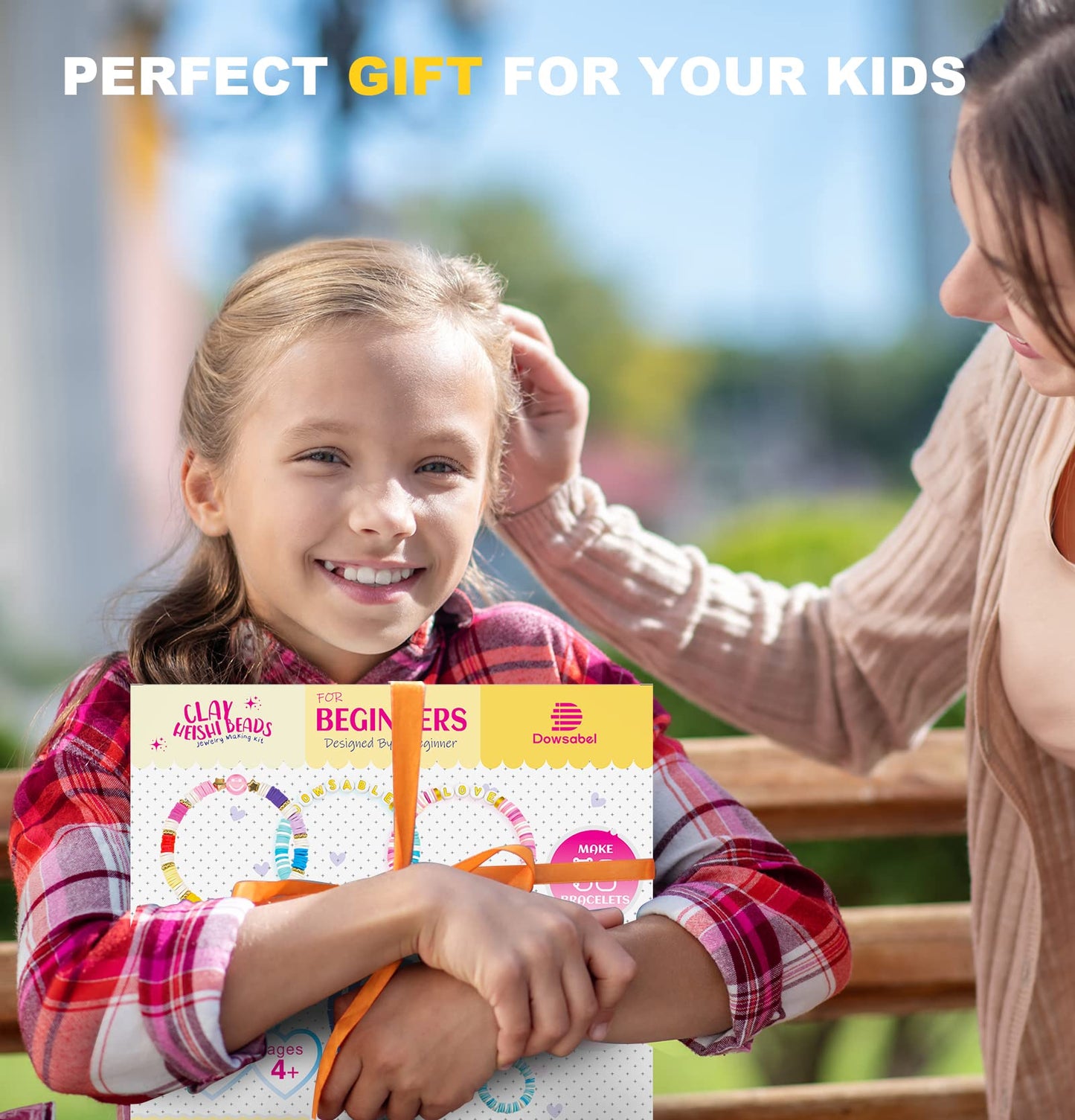 Dowsabel Clay Beads Bracelet Making Kit for Beginner, 5000Pcs Heishi Flat Preppy Polymer Clay Beads with Charms Kit for Jewelry Making, DIY Arts and Crafts Gifts Toys for Kids Age 6-12