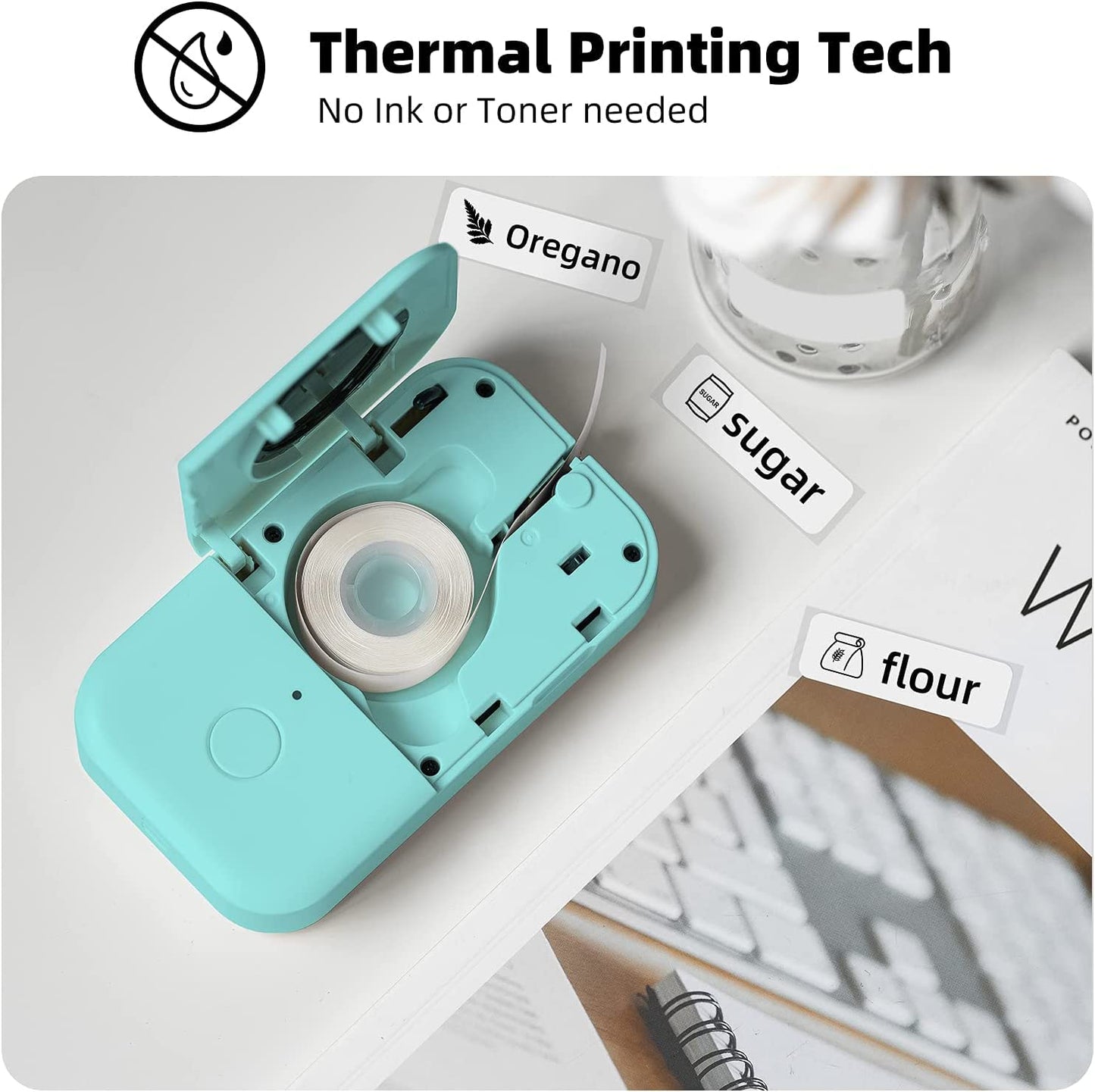 Phomemo Label Maker Machine with Tape D30, Small Office Home Edit Label Maker, Mini Bluetooth Thermal Label Printer, Smart Mobile Pocket Handy Sticker Labeler Printer, Compatible with iOS/Android