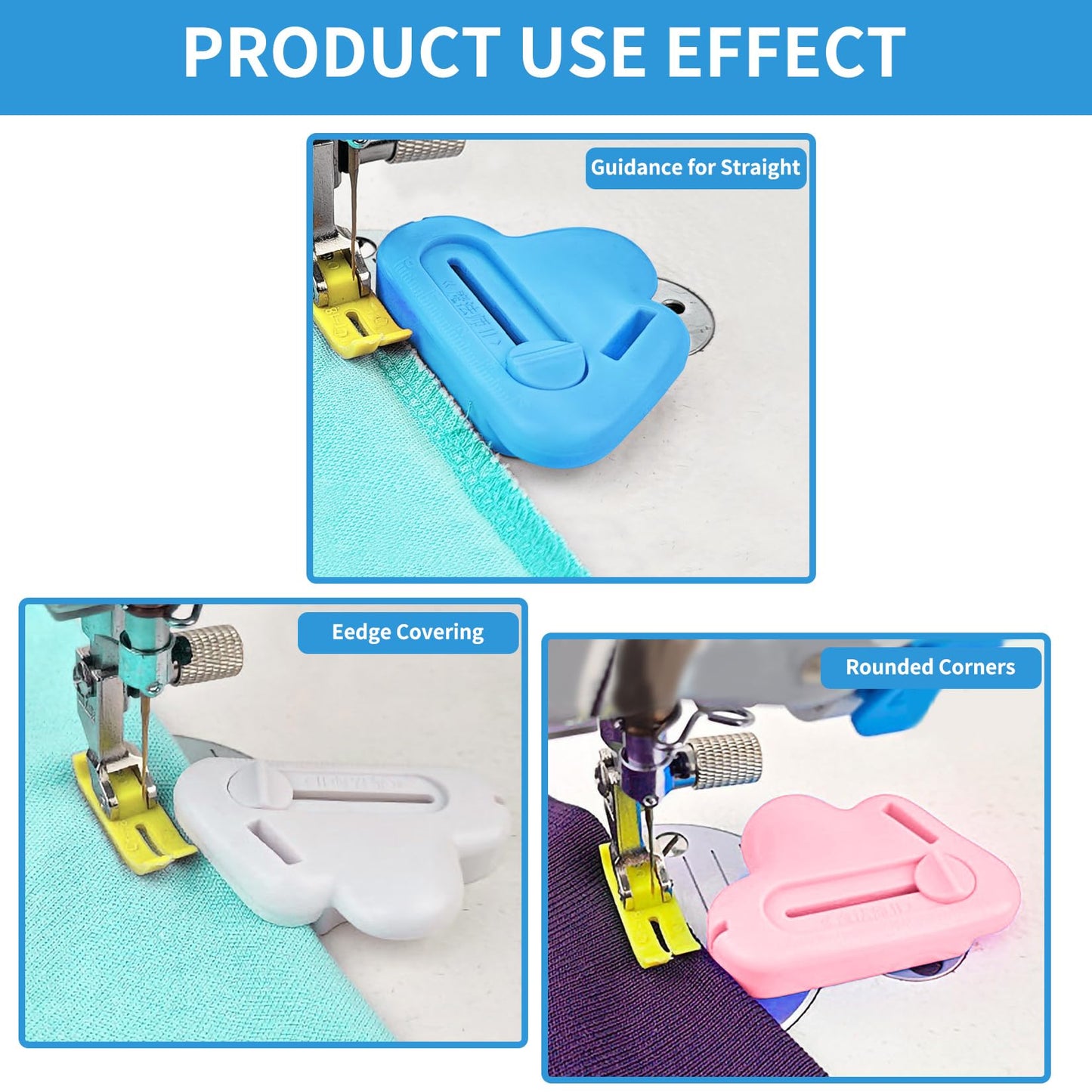 Magnetic Seam Guide for Sewing Machine with Seam Ripper Thread Remover Tool Multifucntional Magnetic Sewing Guide Hemmer with Scale Universal Sewing Supplies and Accessories (Blue)