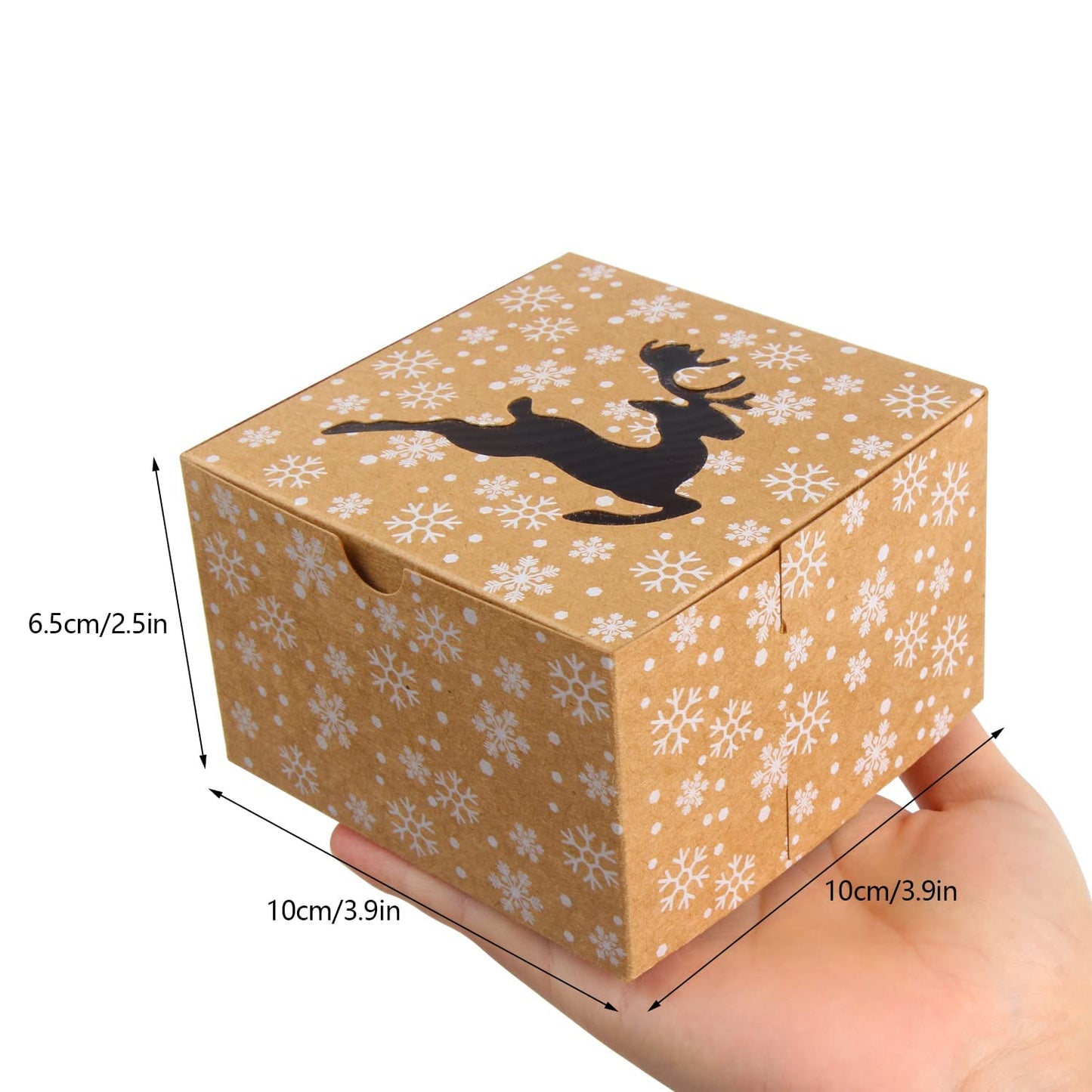 DERAYEE 24Pcs Christmas Cookie Boxes with Window, Holiday Bakery Gift Boxes Small kraft Boxes for Packaging Cupcakes, Candy, Goodies