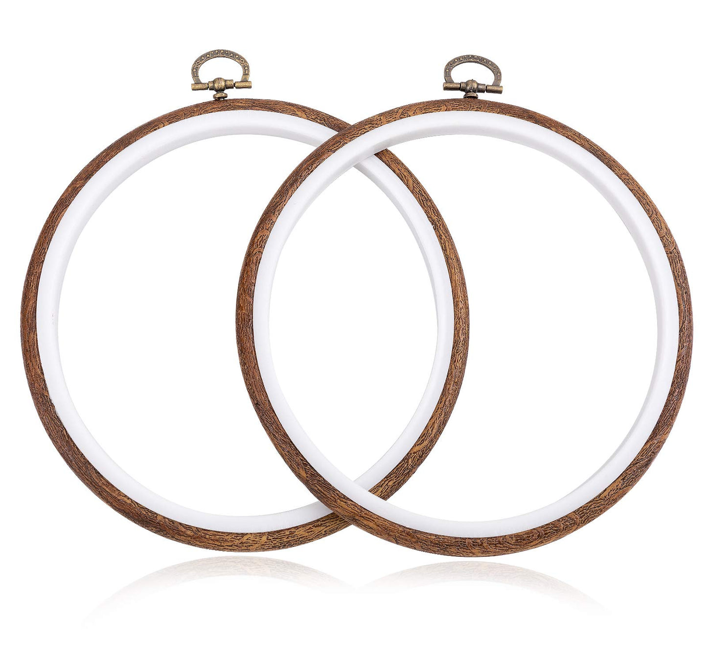 joybest 4 Pieces 6 Inch Round Embroidery Hoops Display Frame Circle, Cross Stitch Hoop Ring Imitated Wood Embroidery Kits for Art Craft Sewing and Christmas Ornaments