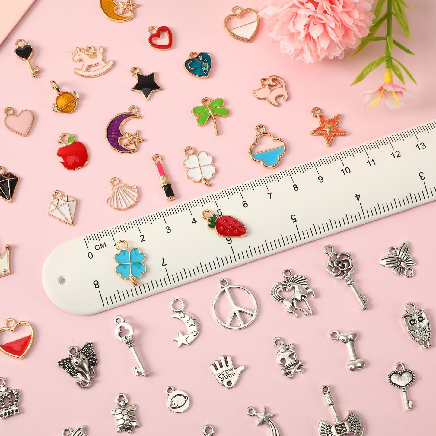 SANNIX 350Pcs Charm for Jewelry Making, Assorted Gold Enamel Charms, Mixed Bulk Tibetan Silver Jewelry Bangle Charm Pendants for DIY Necklace Bracelet Earring Craft Supplies