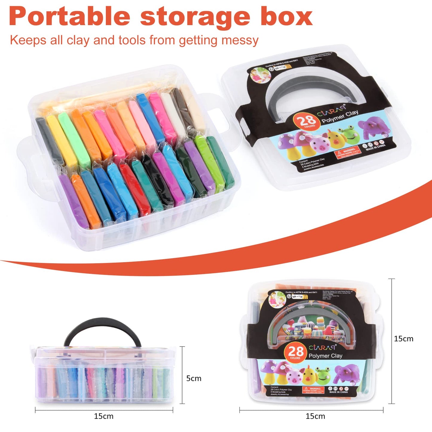 Polymer Clay Starter kit, Oven Bake Modeling Clay with Sculpting Tools, 28 Colors,1.7 lb