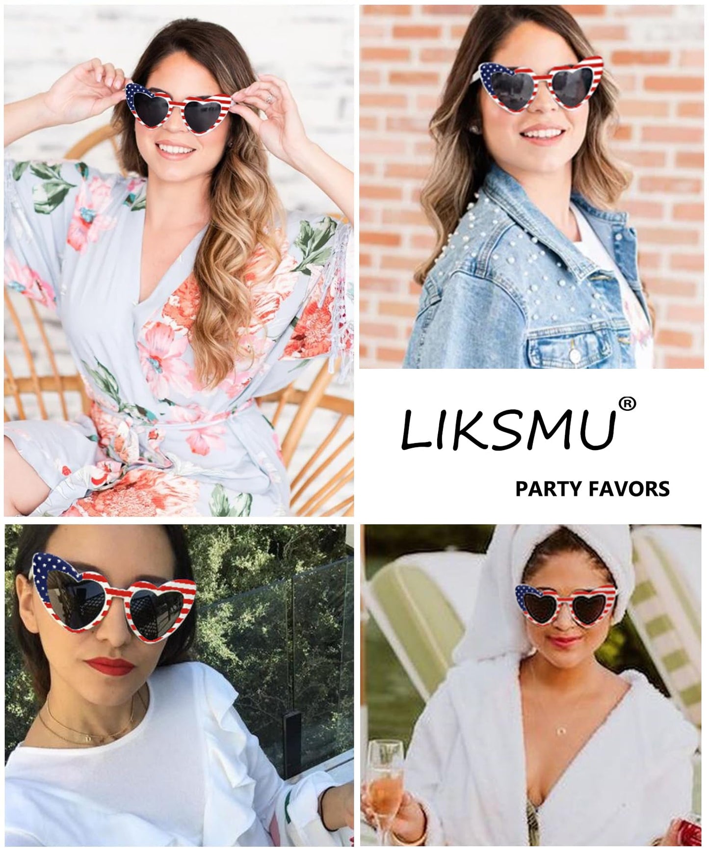 American Flag Heart Sunglasses for Women Men Trendy Cat Eye Love Shaped Sunglasses Vintage Lovely Retro Fourth of July USA Patriot Cute Sun Glasses