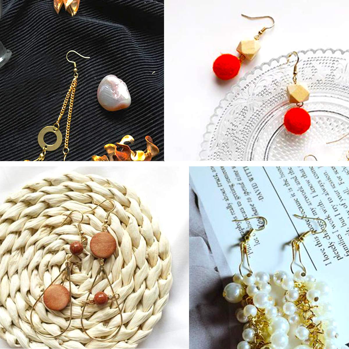 120pcs Earring Hooks with Ball and Coil, Hypo Allergenic Plated Gold Ear Wires with Transparent Storage Box, for DIY Jewelry Making