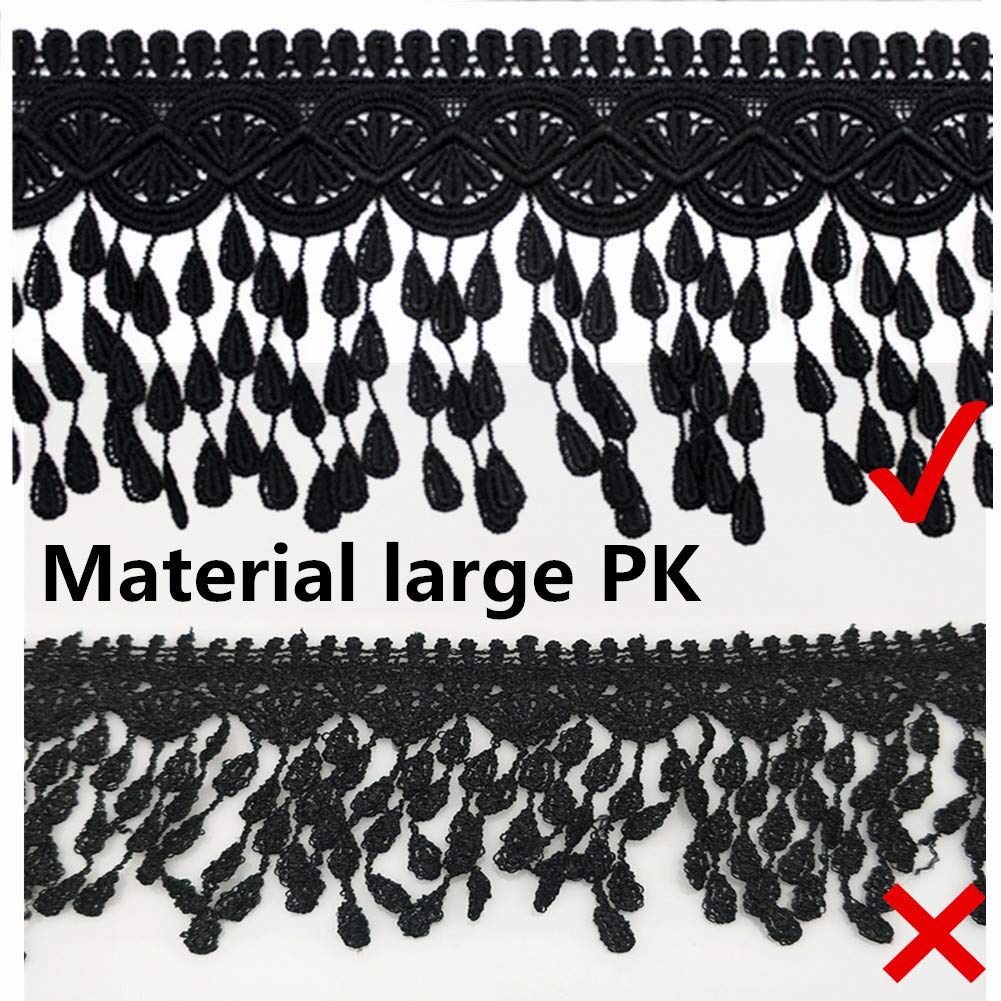 5 Yards Lace Trim with Tassel, 8cm wide, Black, DIY Sewing Applique Craft