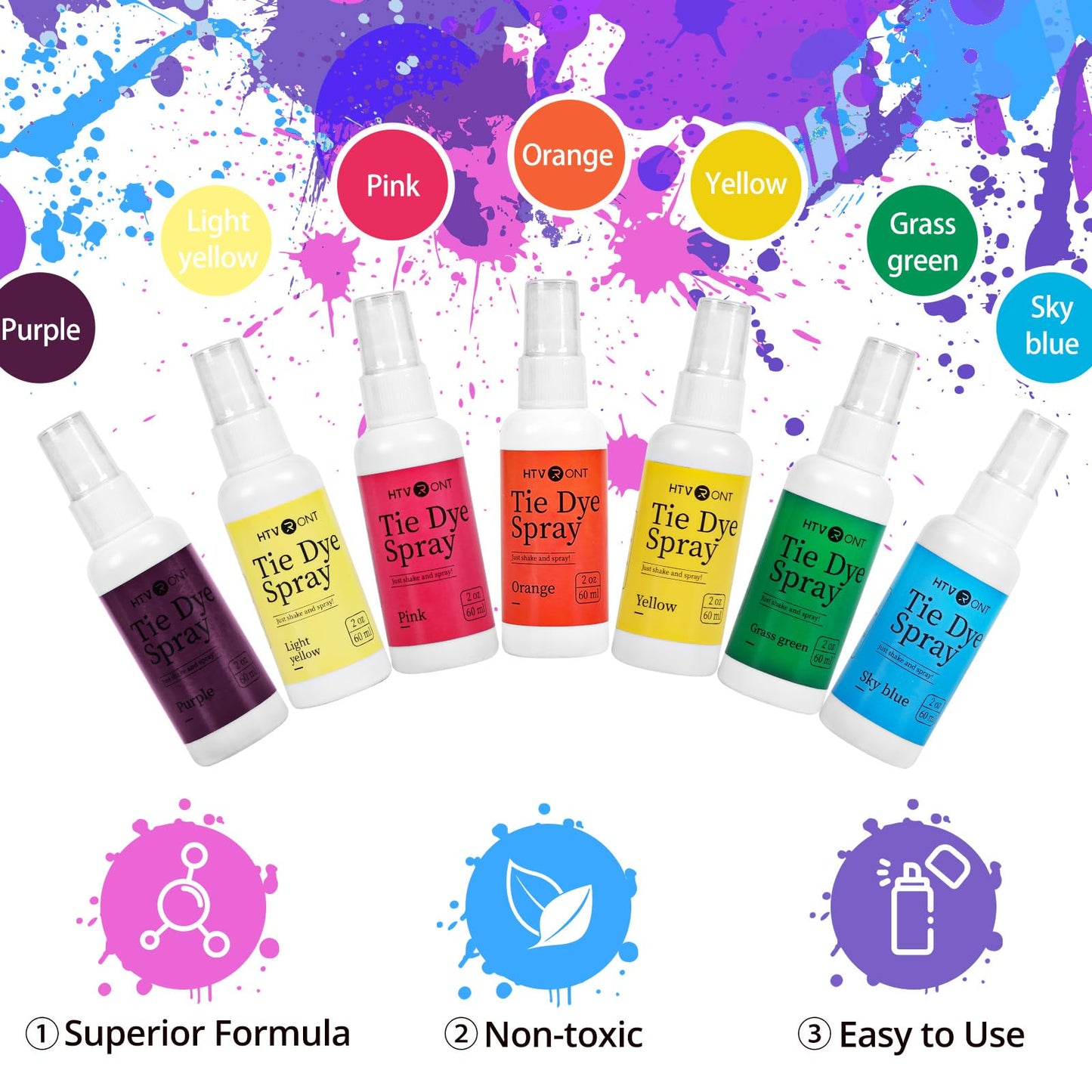 Tie Dye Kit - Spray Tie Dye Kit for Kids with 7 Vibrant Colors, Pre-Mixed Tie Dye Spray Kits, Permanent Non-Toxic Fabric Spray Dye,Tyedyedye Party Supplies Tie Dye Shirt