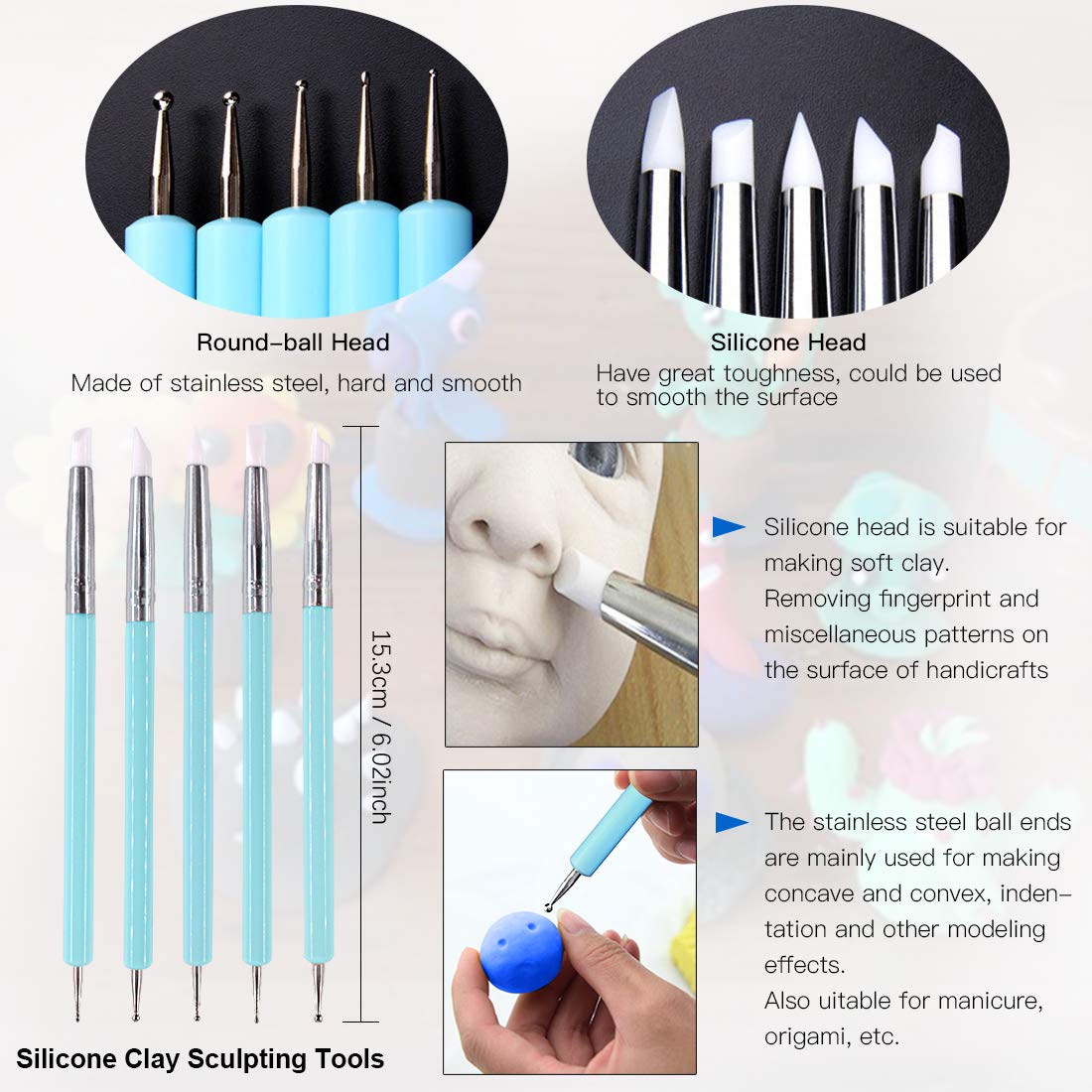 21Pcs Carving Modeling Clay Sculpting Tool Set Including Pottery Sculpture Tool, Silicone Tip Pen, Dual-End Dotting Clay Tool, Scraper, Tweezers, Ruler, Acrylic Clay Roller, Acrylic Sheet