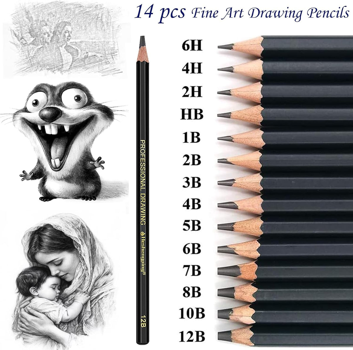 Heshengping, Sketching and Drawing Pencils Set-26pcs,Art Supplies Drawing Kit,Graphite Charcoal Professional Pencils Set, Adults Beginners Artist
