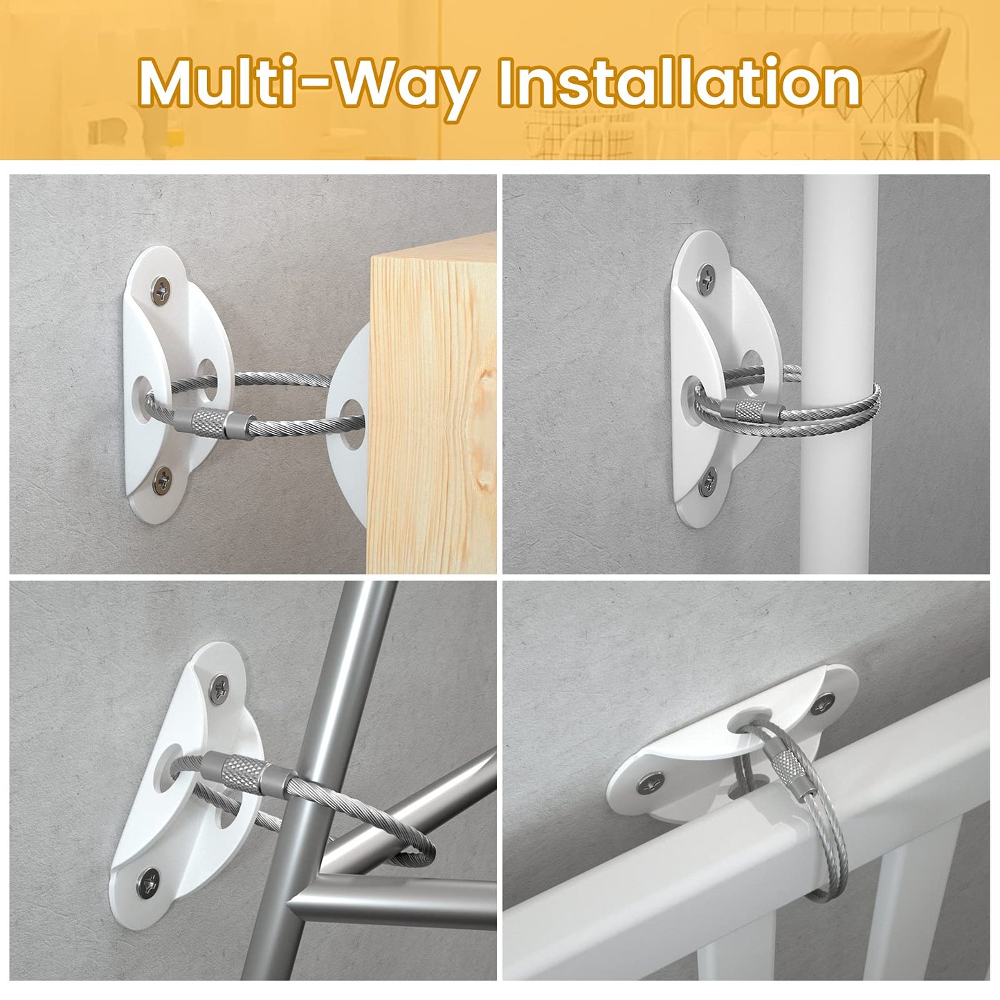 Furniture Anchors (10 Pack) for Baby Proofing, Furniture Straps Anti Tip Furniture Anchor