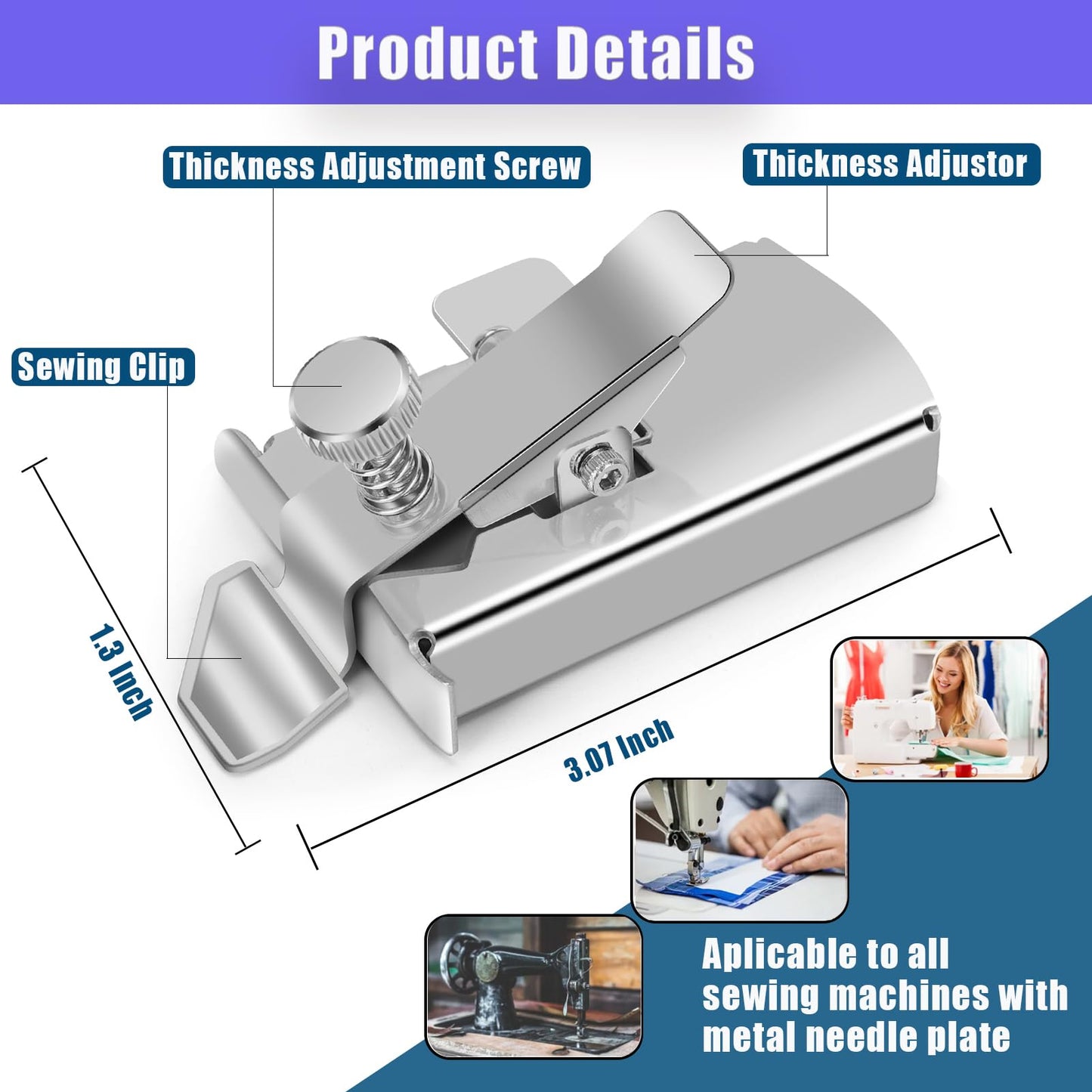 Upgraded Magnetic Seam Guide for Sewing Machine, Magnetic Sewing Guide with Clip, Hemmer Guide, Multifunctional Hem Guide, Universal Sewing Machine Attachments, Sewing Supplies Accessories