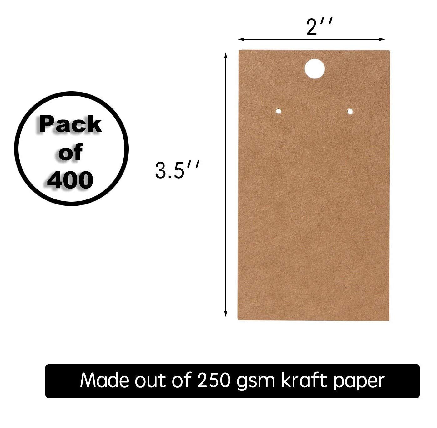 400 Pack Earring Cards - Earring Display Cards - Custom Earring Cards for Earring Display - Hanging Earrings - Bulk Earring Cards - 2 x 3.5 Inches - Brown (Pack of 400)