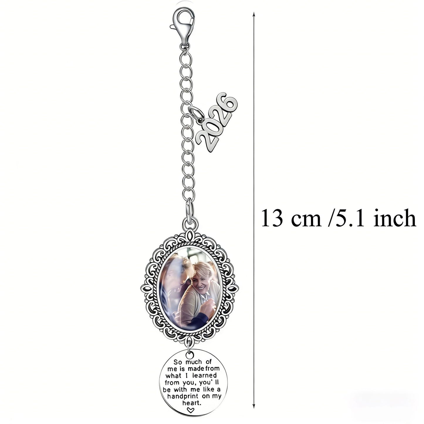 ARHTF 2026 Graduate Memorial Photo Charm Tassel Memorial Charm Class of 2026 Graduation 2026 DIY in Memory Mortarboard Decoration for Cap and Gown Ceremony Charms (silver)