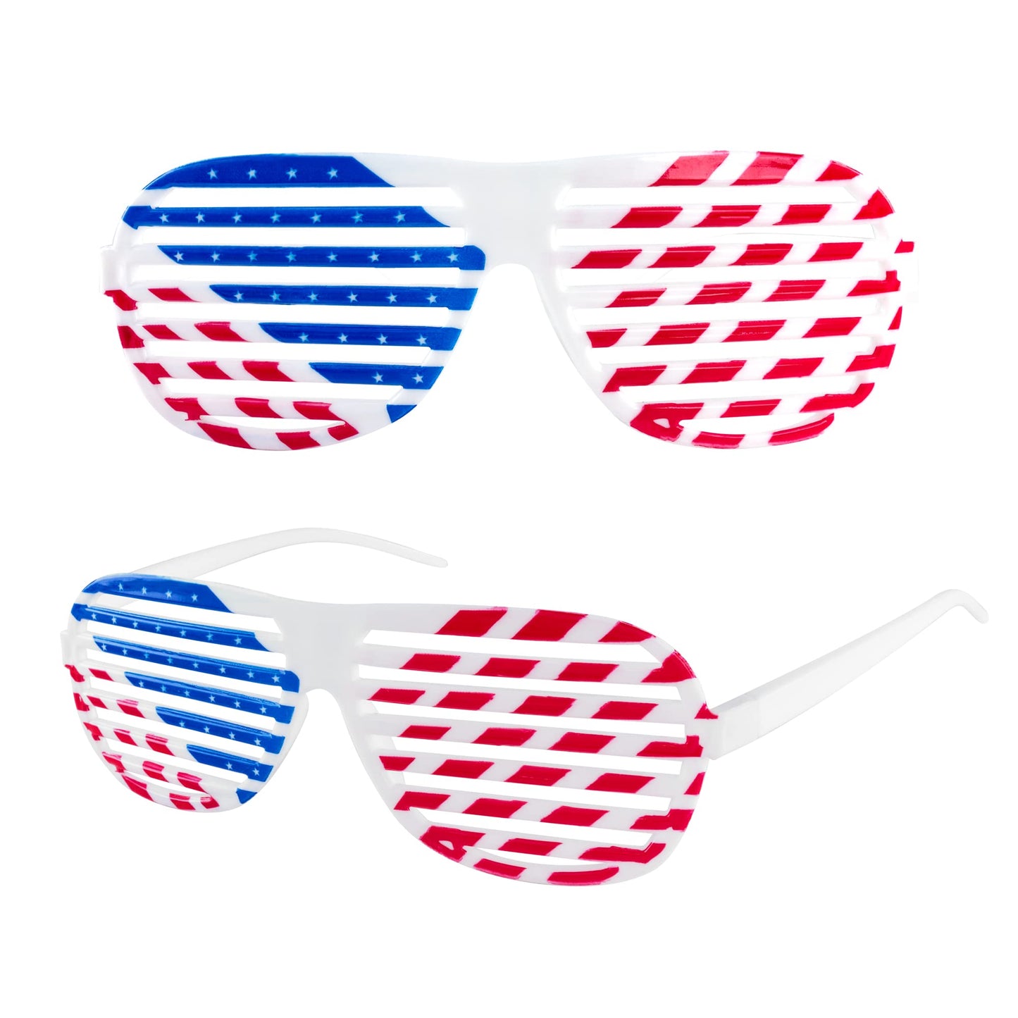 American Flag USA Patriotic Design Plastic Shutter Glasses Shades Sunglasses Eyewear for Party Props, Decoration (12 Pairs)