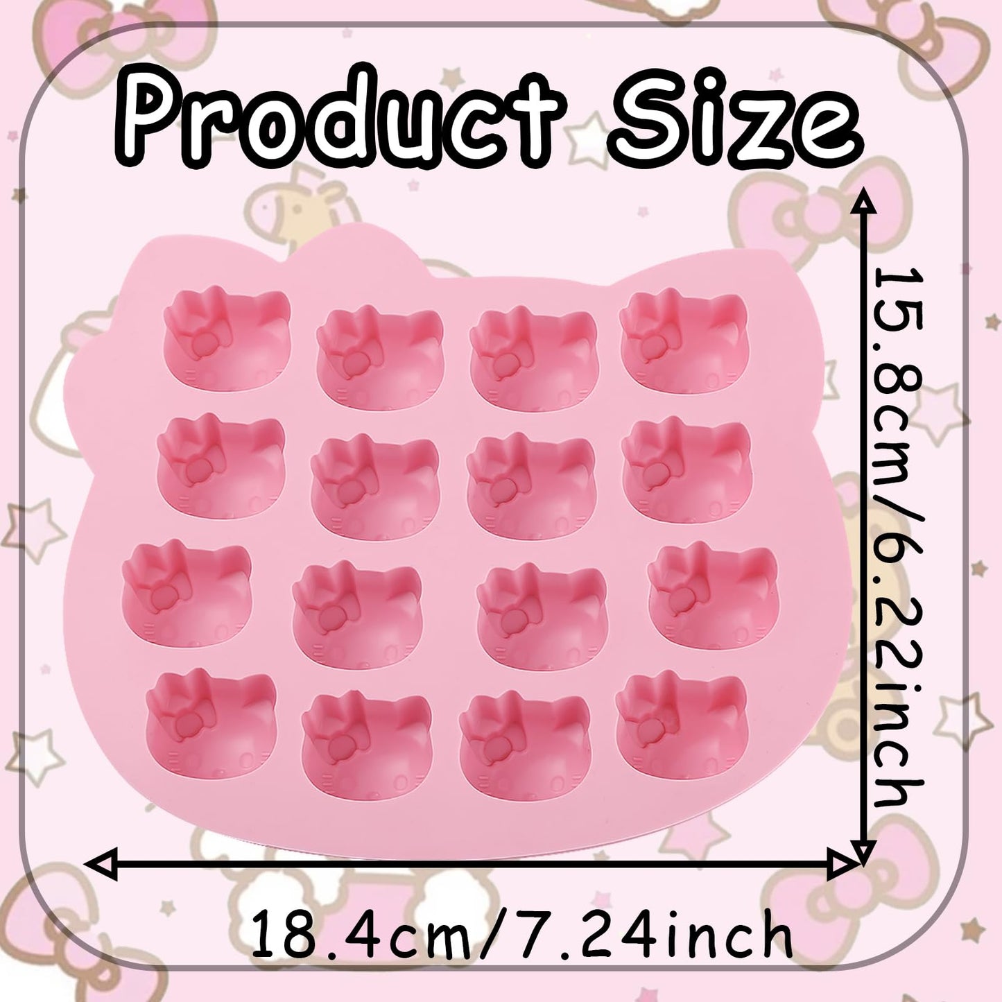 ICNYEKl Cute Kitten Chocolate Silicone Mold, Silicone Candy Molds 16 Cavity, Cat Ice Cube Tray for Baking, Cupcake Topper, Pudding, Butter, Gelatin, Jelly, Bath Bomb, Candle, Plaster, Resin, Clay