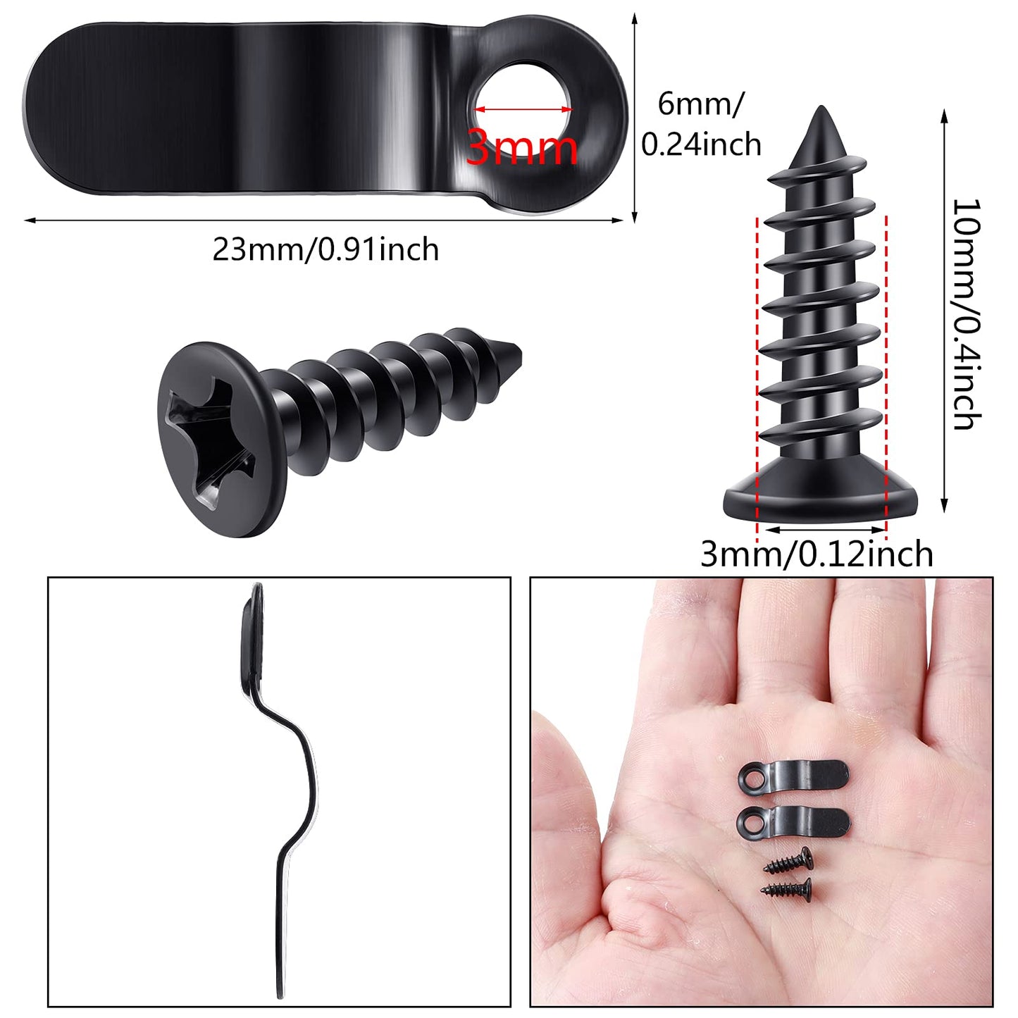 100 Pieces Metal Picture Frame Turn Buttons Fasteners with Screws, Turn Buttons for Picture Frames, Hardware Backing Clips for Hanging Photos Drawings Posters