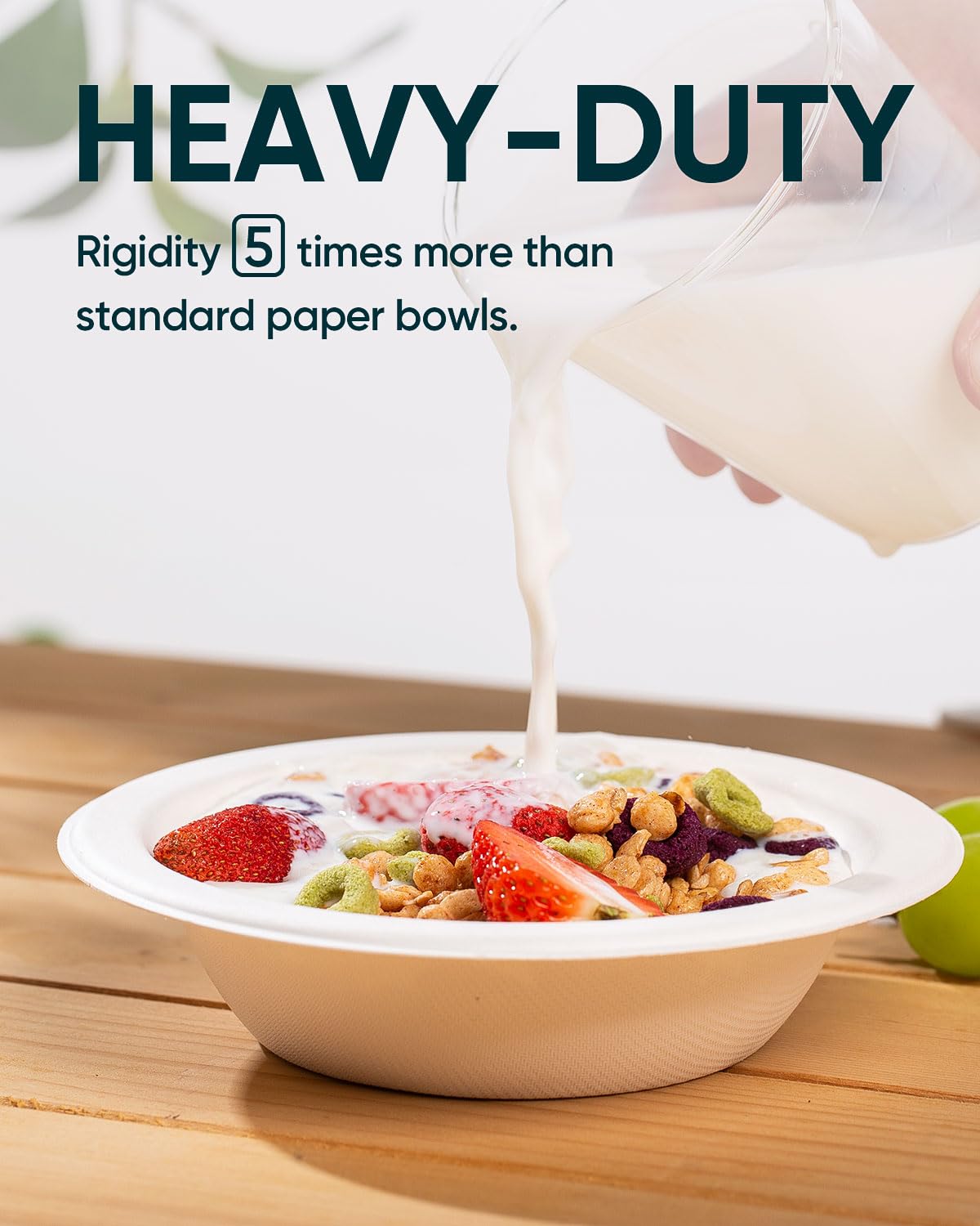 Hihomry Paper Bowls 12oz, Disposable Bowls Heavy Duty Microwave Safe for Dinner Hot Soup, Compostable Eco Friendly Sugarcane White Bowl Bulk for Cereal Snacks, 50 Count Ideal for Camping