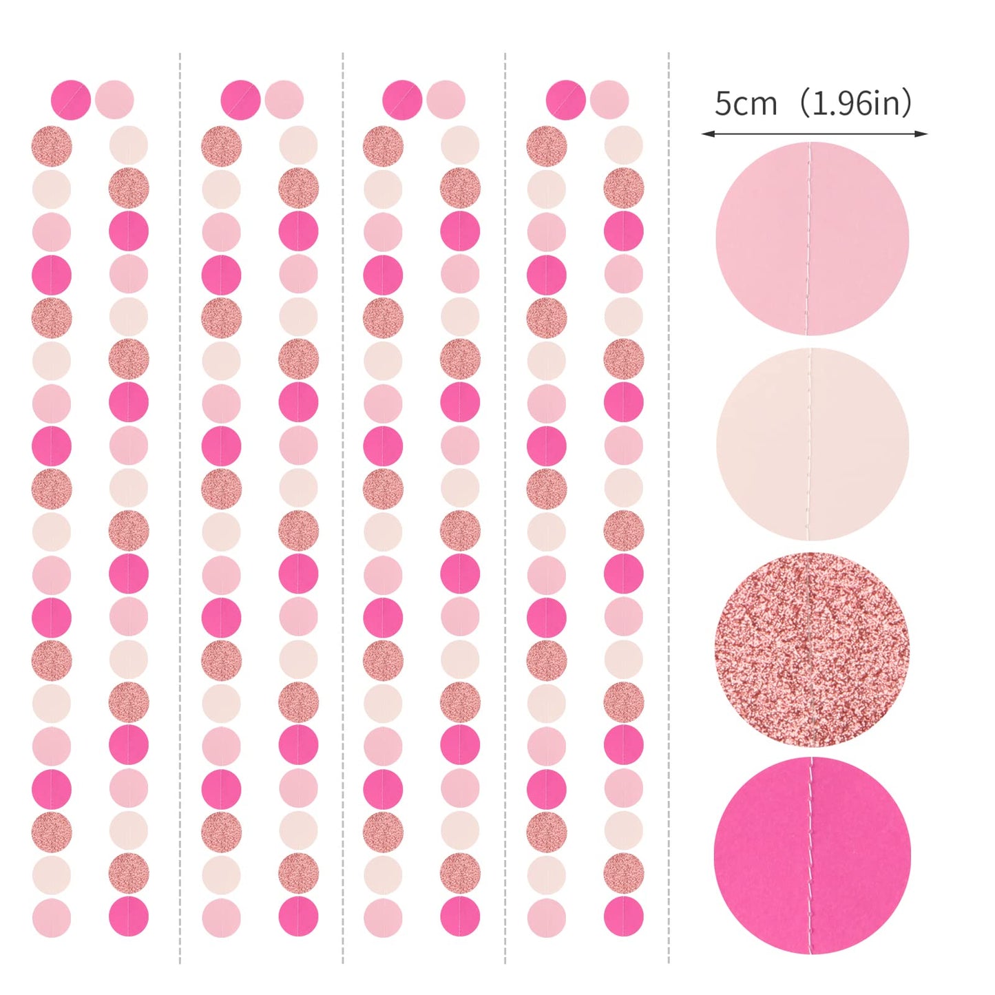 Hot-Pink Rose-Gold Party Decorations Garland - 52ft Wedding Bridal Shower Hanging Decoration Streamers Banner,Baby Girl Birthday Bachelorette Engagement Mohters Valentines Day Brunch Decor Panduola