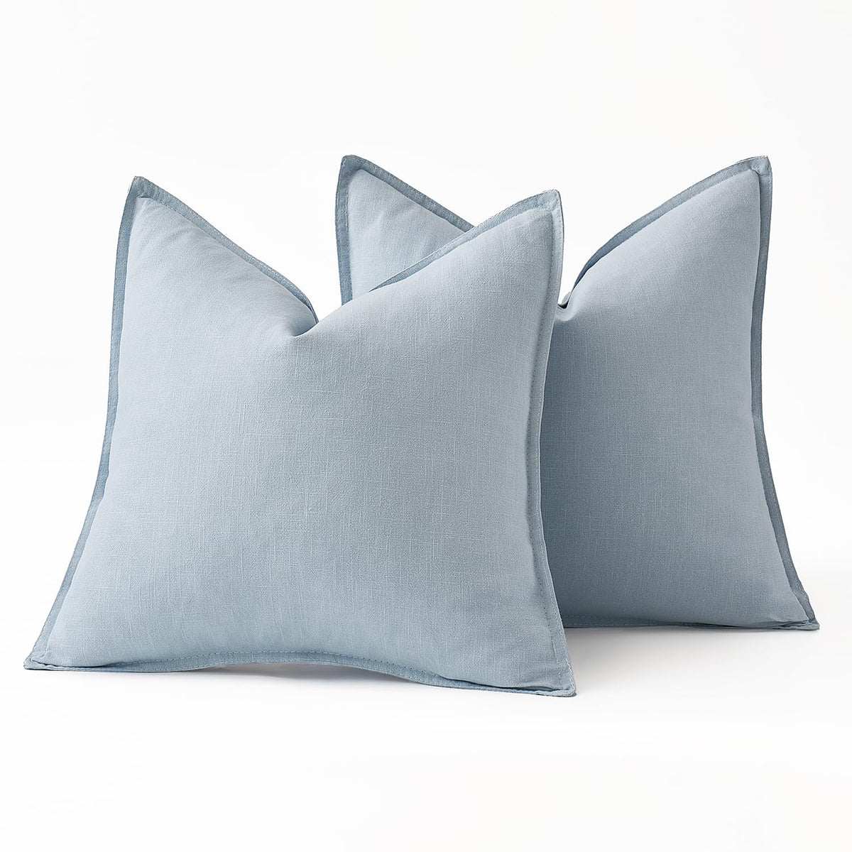 MIULEE Decorative Linen Euro Sham Pillow Covers 24x24 Light Blue