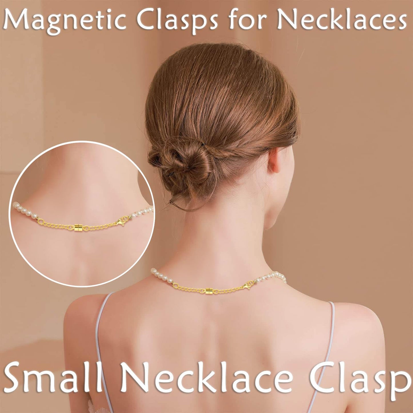Qulltk Magnetic Necklace Extender Silver and 14K Gold Adjustable Chain Extenders for Necklaces,Magnetic Jewelry Clasps and Closures for Women