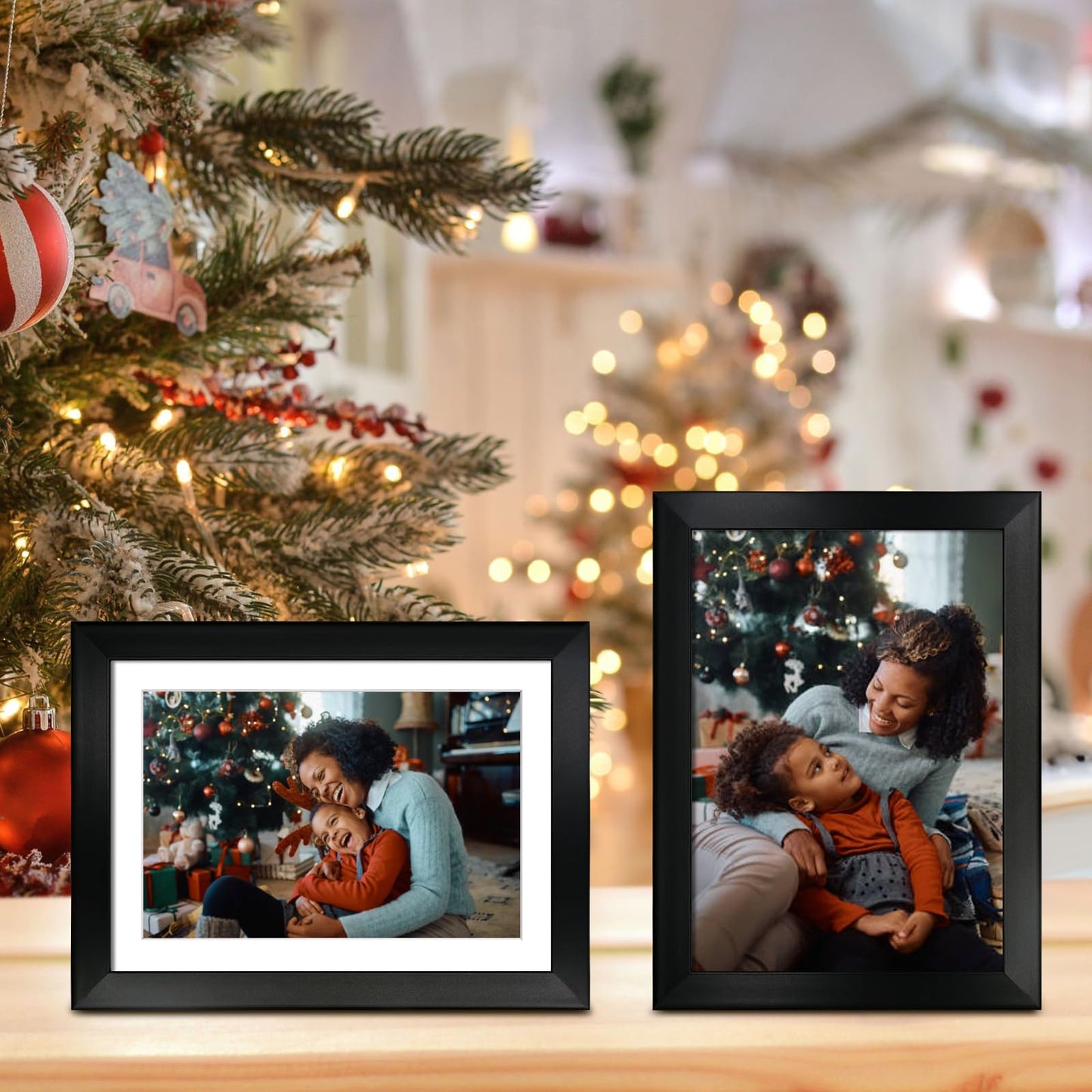 8x10 Picture Frame Set of 6, Display Pictures 5x7 with Mat or 8x10 Without Mat for Tabletop Display and Wall Mounting, Black
