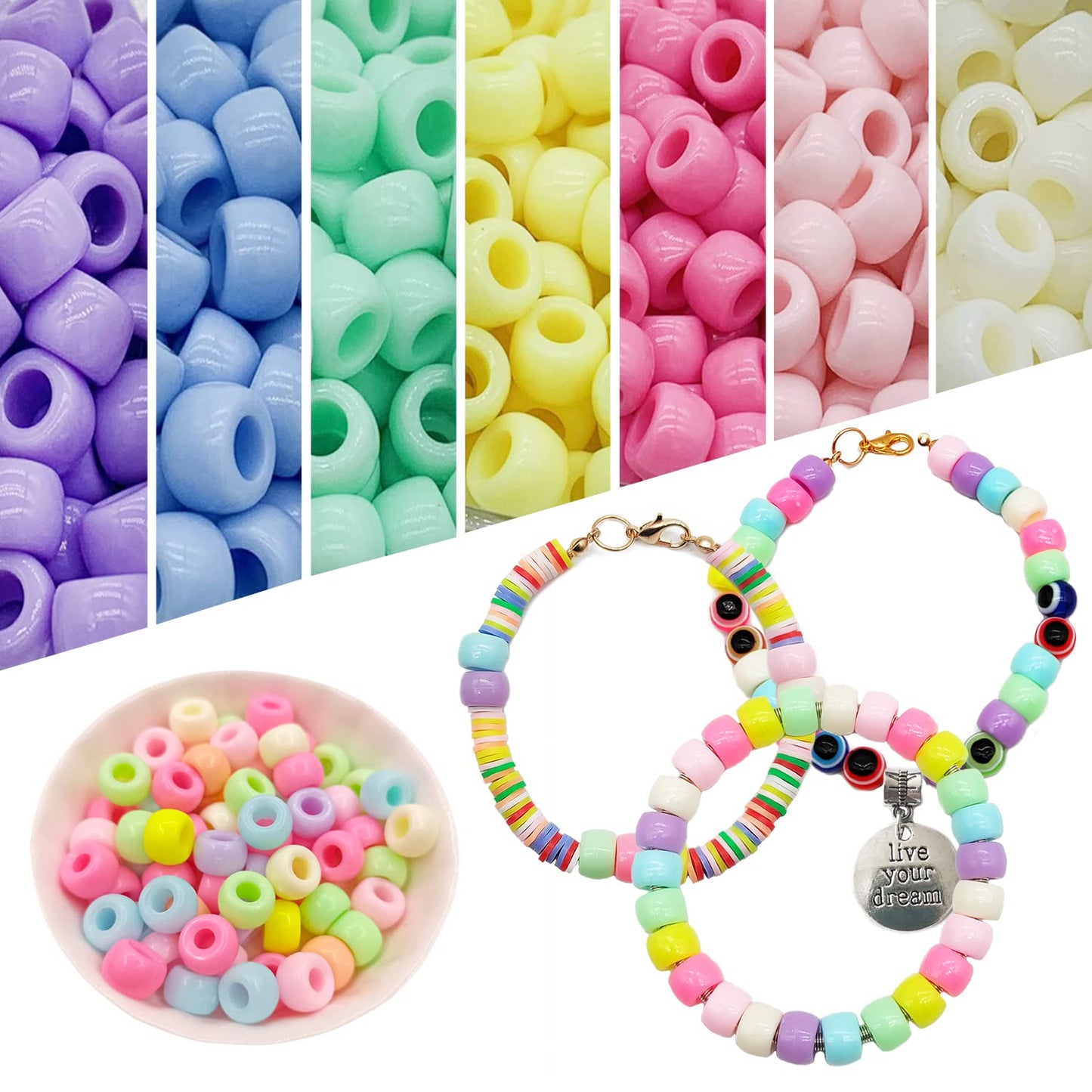 leitait Girls Toys Bracelet Making Kit - 3000pcs Charm Jewelry Making Kit Supplies,Easter Basket Stuffers,Unicorn/Mermaid Crafts Birthday Gifts for Girls Ages 5 6 7 8 9 10 11 12 Years Old