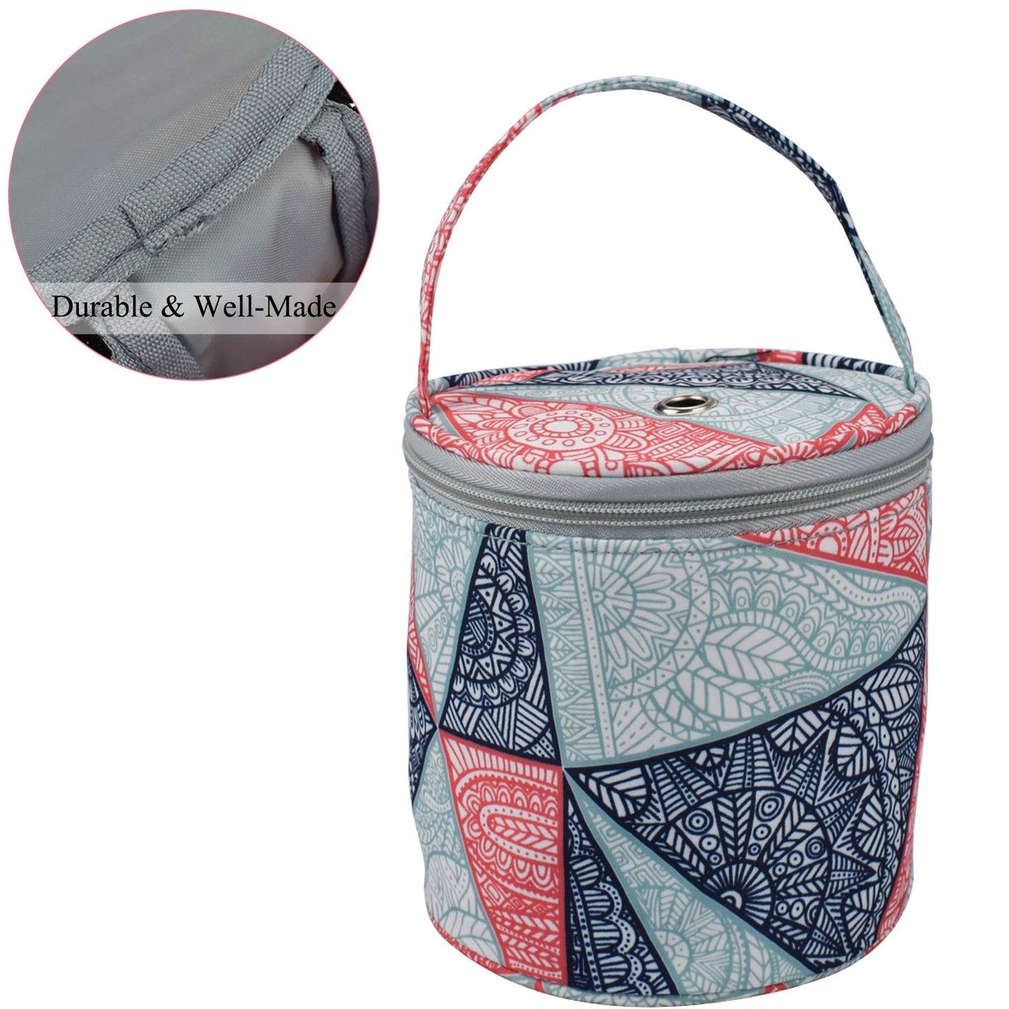 Coopay Small Yarn Storage Bag, Mini Knitting Bag Yarns Drum Case for Carry Yarn Ball, Crochet Kits, Knitting Supplies and Sewing Accessories, for Beginner, Crocheter and Crafter, Blue