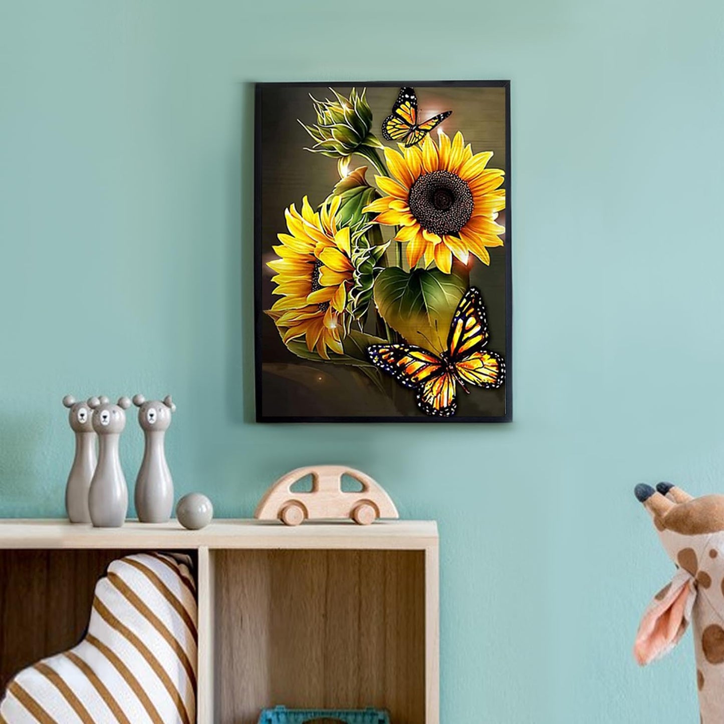 DKHDBD Diamond Painting Kits for Adults, 12x16 Inch DIY Paint by Numbers for Adults Beginner, DIY Full Drill Diamond Dots Paintings Picture Arts Craft for Home Wall Art Decor (Yellow Butterfly)