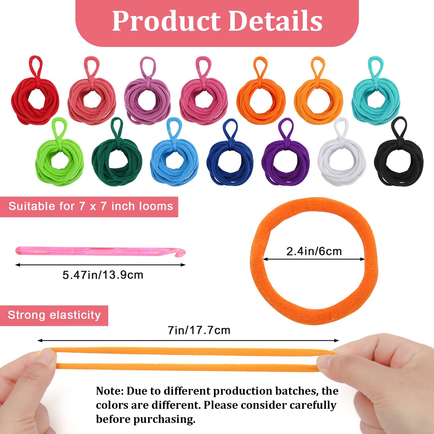 336 Pieces Loom Potholder Loops, 14 Colors Weaving Loom Kit for Potholders Weaving Loom Loops Weaving Craft Loops with 3 Pcs Crochet Hooks Compatible with 7 Inch Weaving Loom