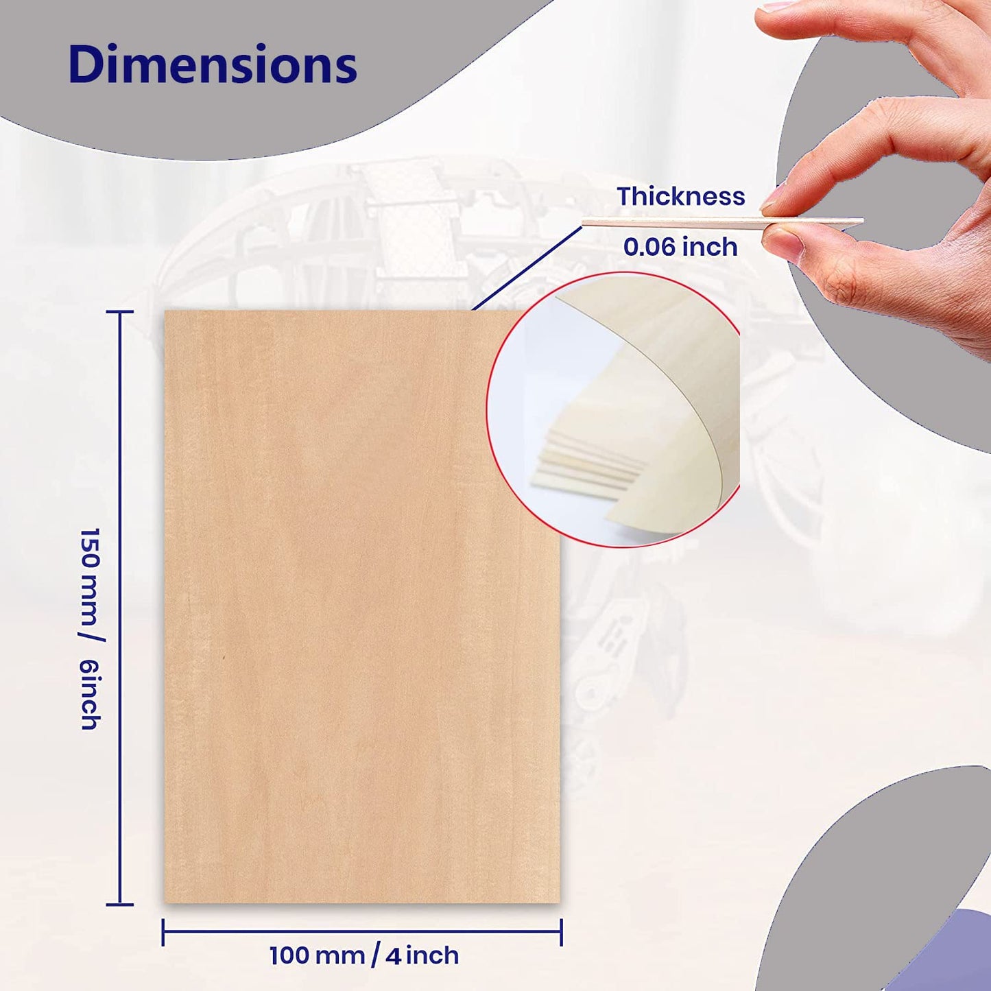 Unfinished Wood Pieces,25Pcs Basswood Sheets 1/16,Thin Plywood Wood Sheets for Crafts,Perfect for DIY Projects, Painting, Drawing, Laser, Wood Engraving, Wood Burning and CNC Cutting(150x100x1.5mm)