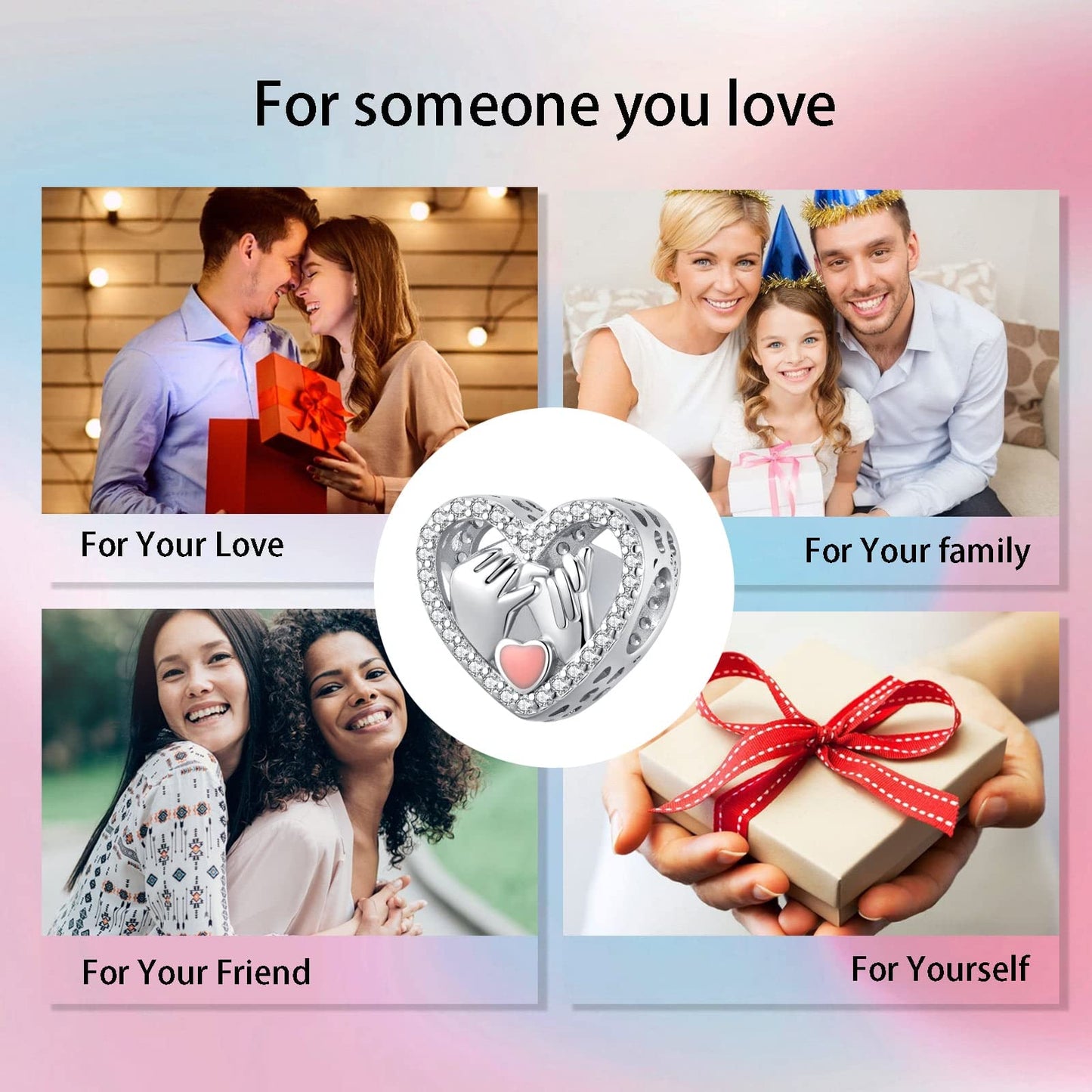 Alstade Pinky Swear Heart Charm 925 Sterling Silver Charms fits Bracelets and Necklace Pendant Bead Charms Jewelry Present for Women Family Friends