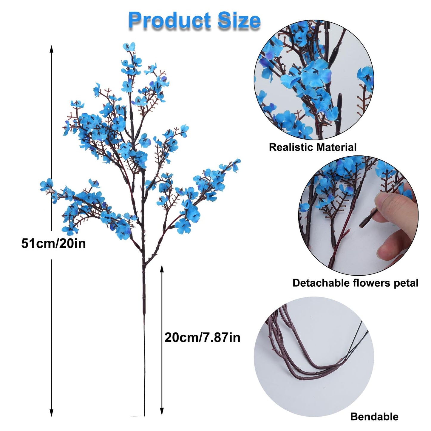 AILANDA 6 Bundles Baby Breath Flowers Artificial Bulk Fake Gypsophila Bouquets Sky Blue Real Touch Silk Floral Arrangements for Table Centerpieces Wedding Home Farmhouse Party DIY Decor