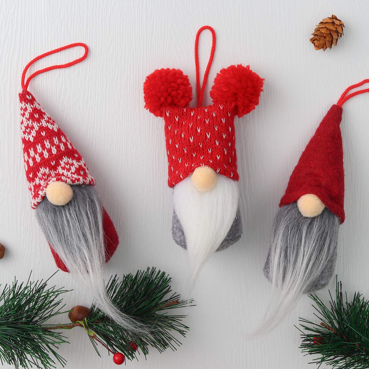 Gnome Christmas Ornaments Set of 6, Handmade Swedish Tomte Gnomes Decorative Ornaments Plush Christmas Decorations Tree Hanging Scandinavian Santa Elf Home Table Decor 2025