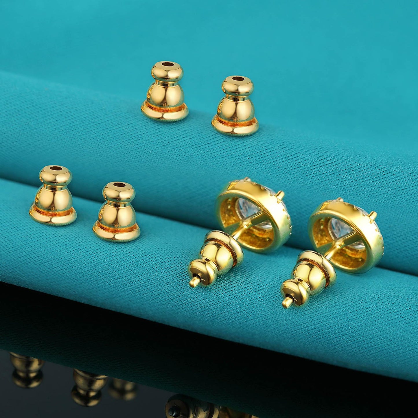 Catinee Earring Backs Replacements, 14k Plated Gold Earring Backs for Studs, Hypoallergenic (6pcs/3pair)